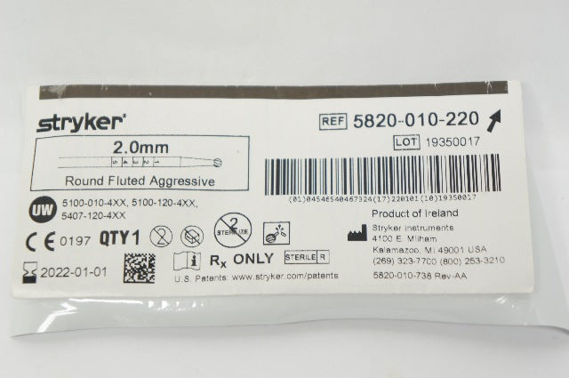 Stryker 5820-010-220 2.0mm Round Fluted Aggressive (x)