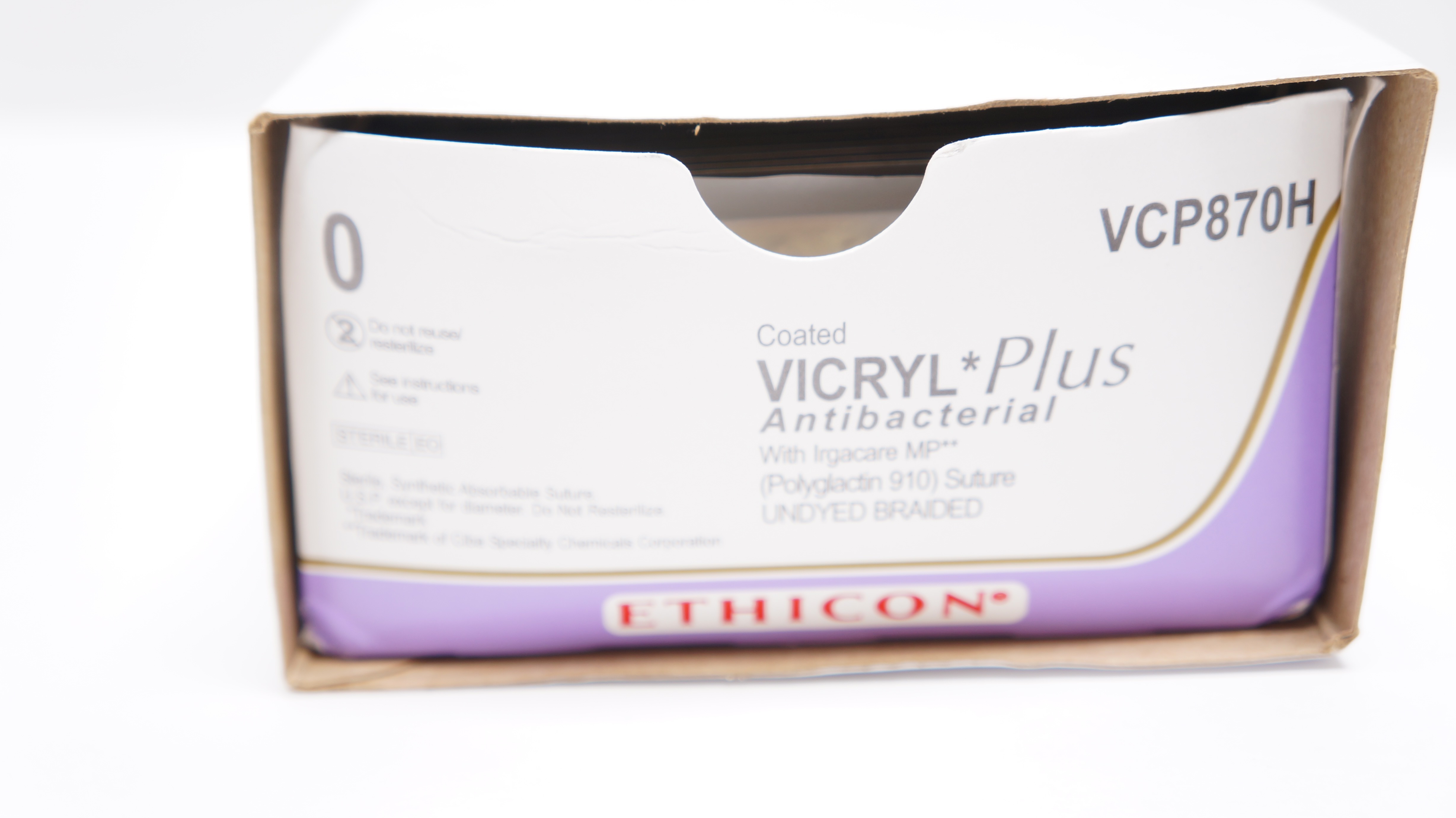 Ethicon VCP870H 0  VICRYL Plus CP-2 26mm 1/2c Reverse Cutting 27in.(x)-Box of 34