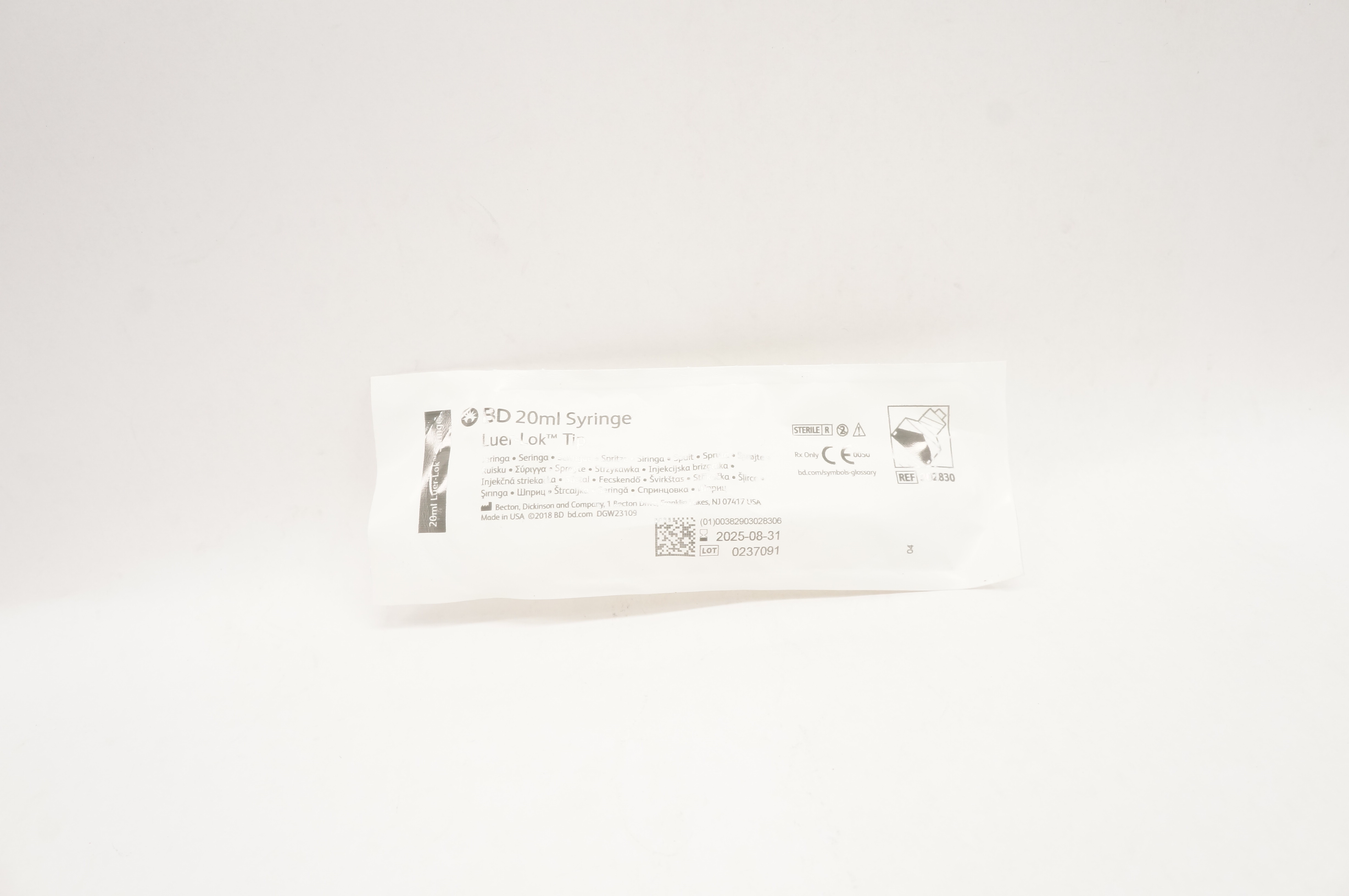 BD 302830 Luer-Lok Tip 20ml Syringe