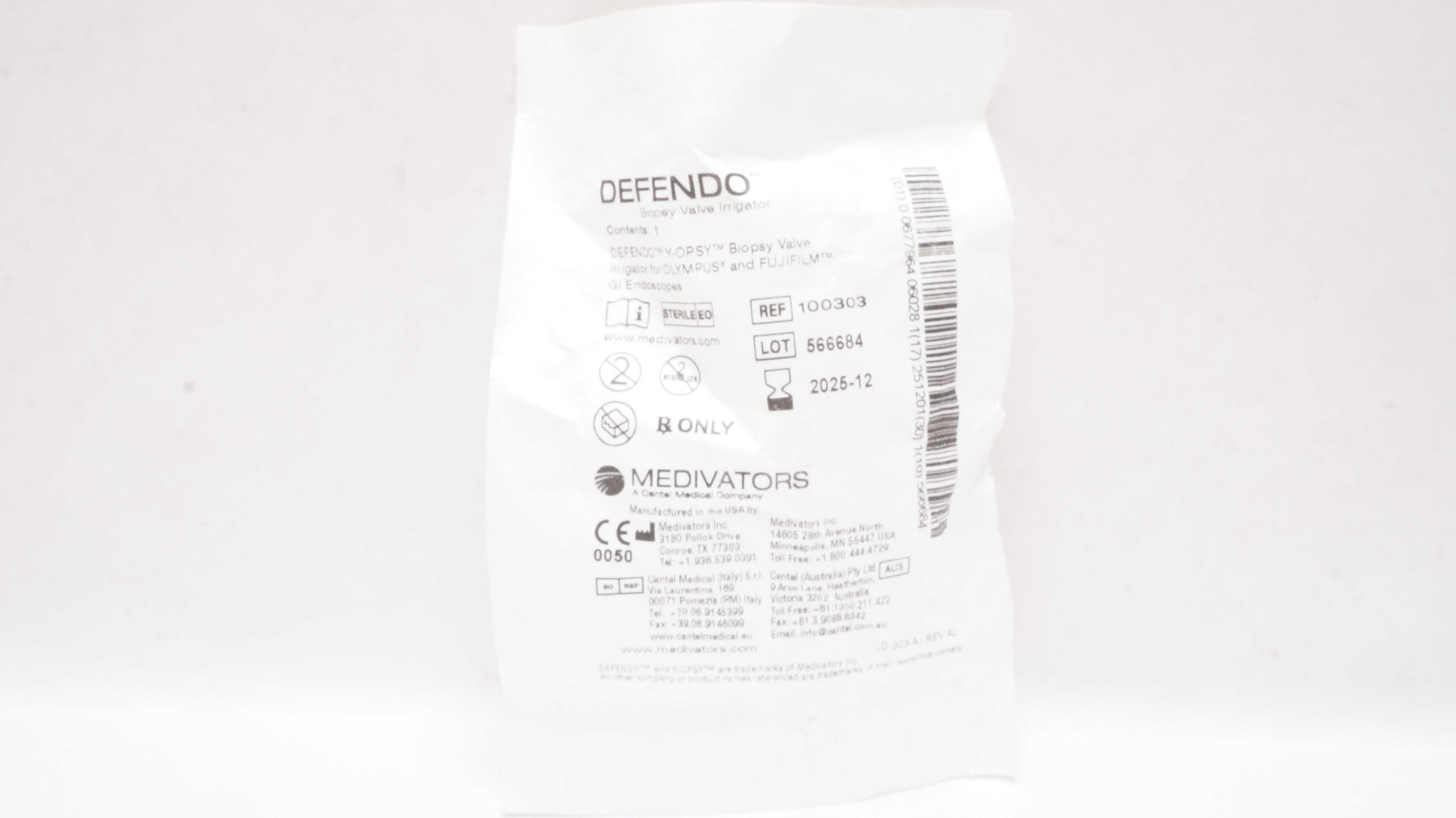 Medivators 100303 Defendo Y-OPSY Biopsy Valve Irrigator