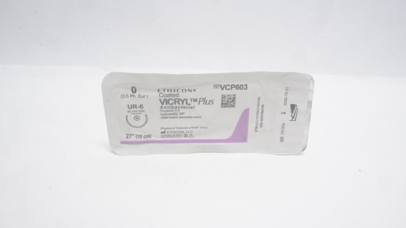 Ethicon VCP603 Coated VICRYL Plus Antibacterial Suture 0, 27"