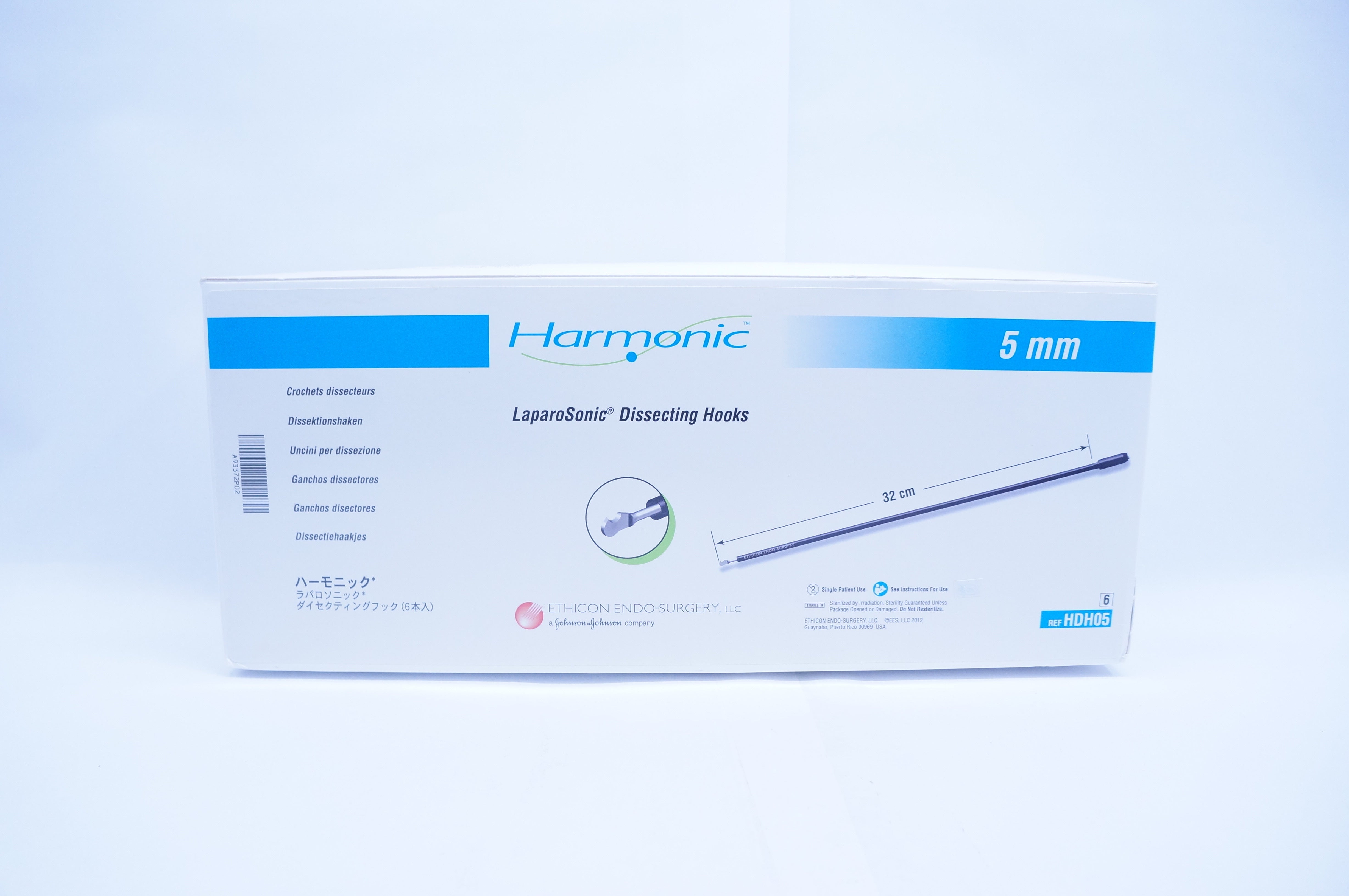 Ethicon HDH05 Harmonic LaparoSonic Dissecting Hooks 5mm x 32cm - Box of 6