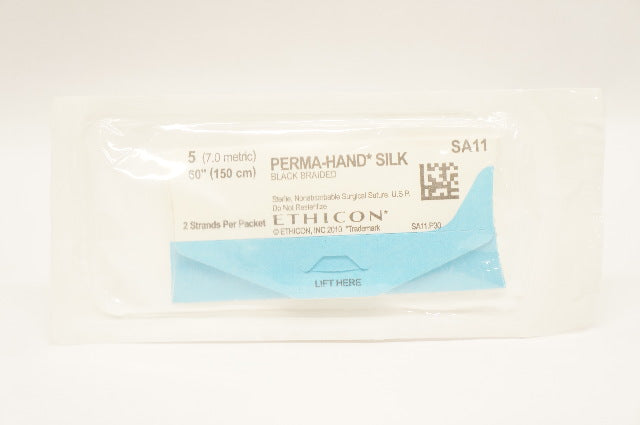 Ethicon SA11 Perma-Hand Silk Black Braided Surgical Stre 60inch