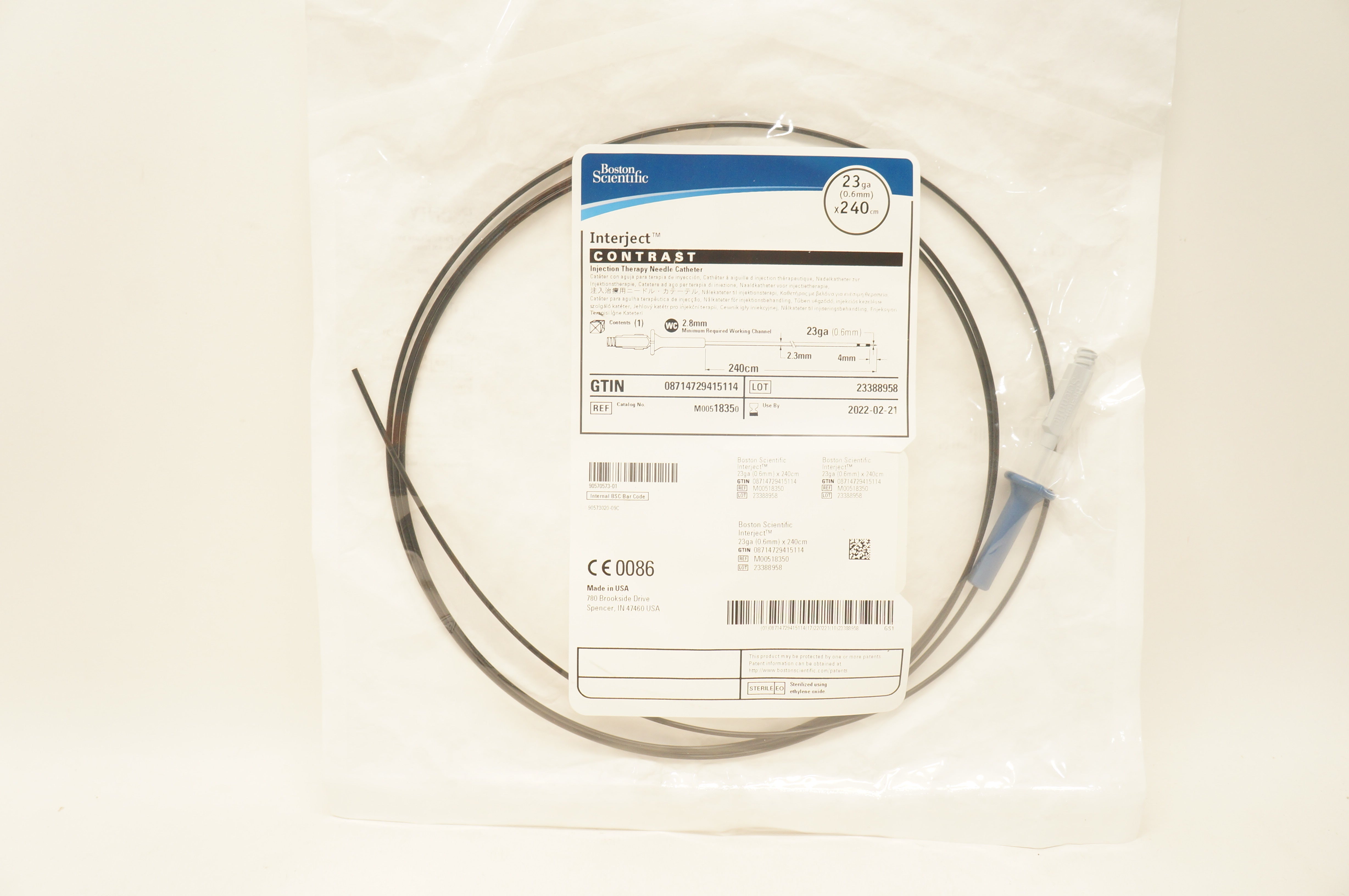 Boston Scientific M00518350 Interject Injection Therapy Ndle Cath. 23g x 240cm