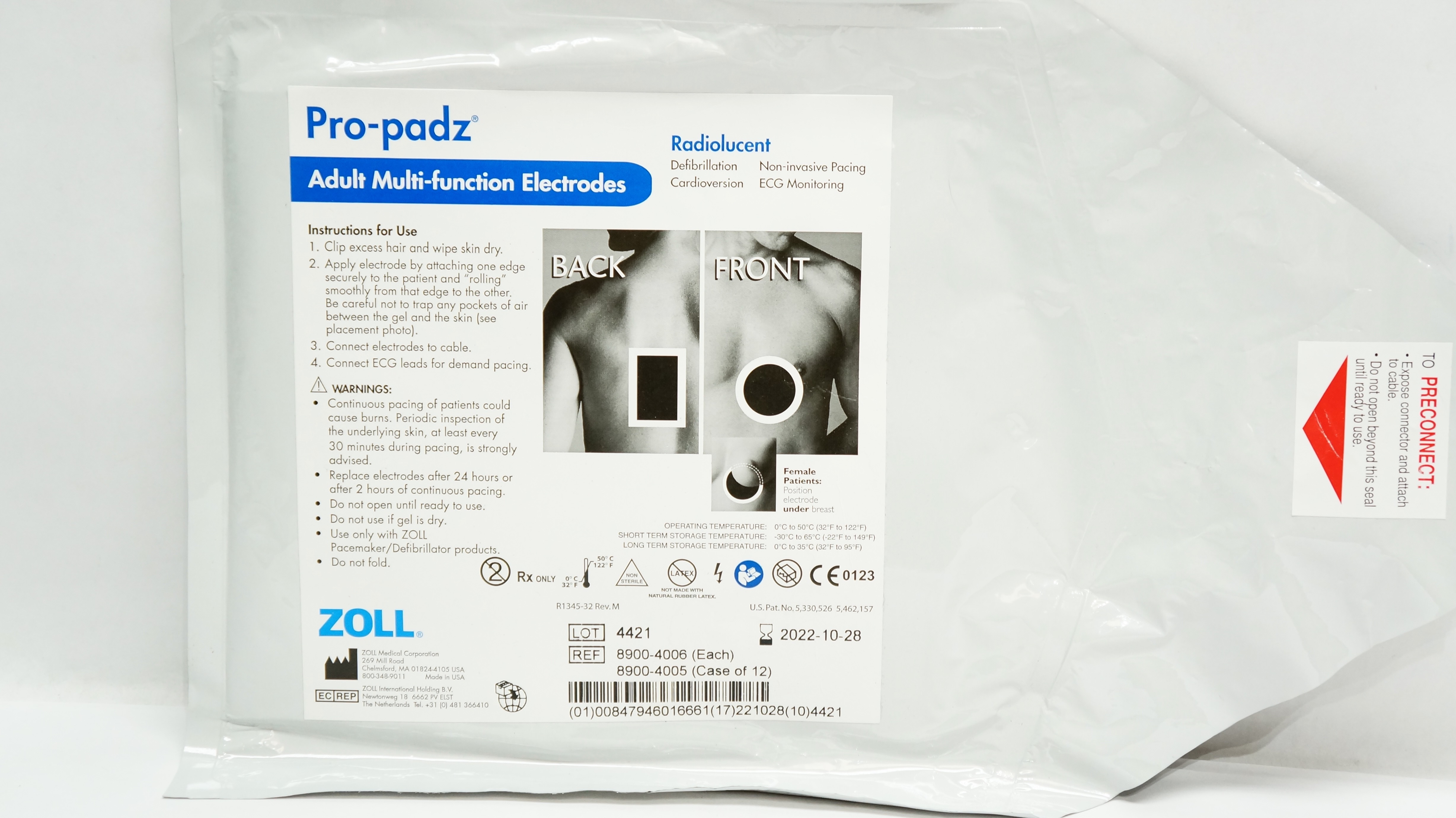 ZOLL 8900-4006 Pro-Padz Adult Multi-function Electrodes Radiolucent (x)