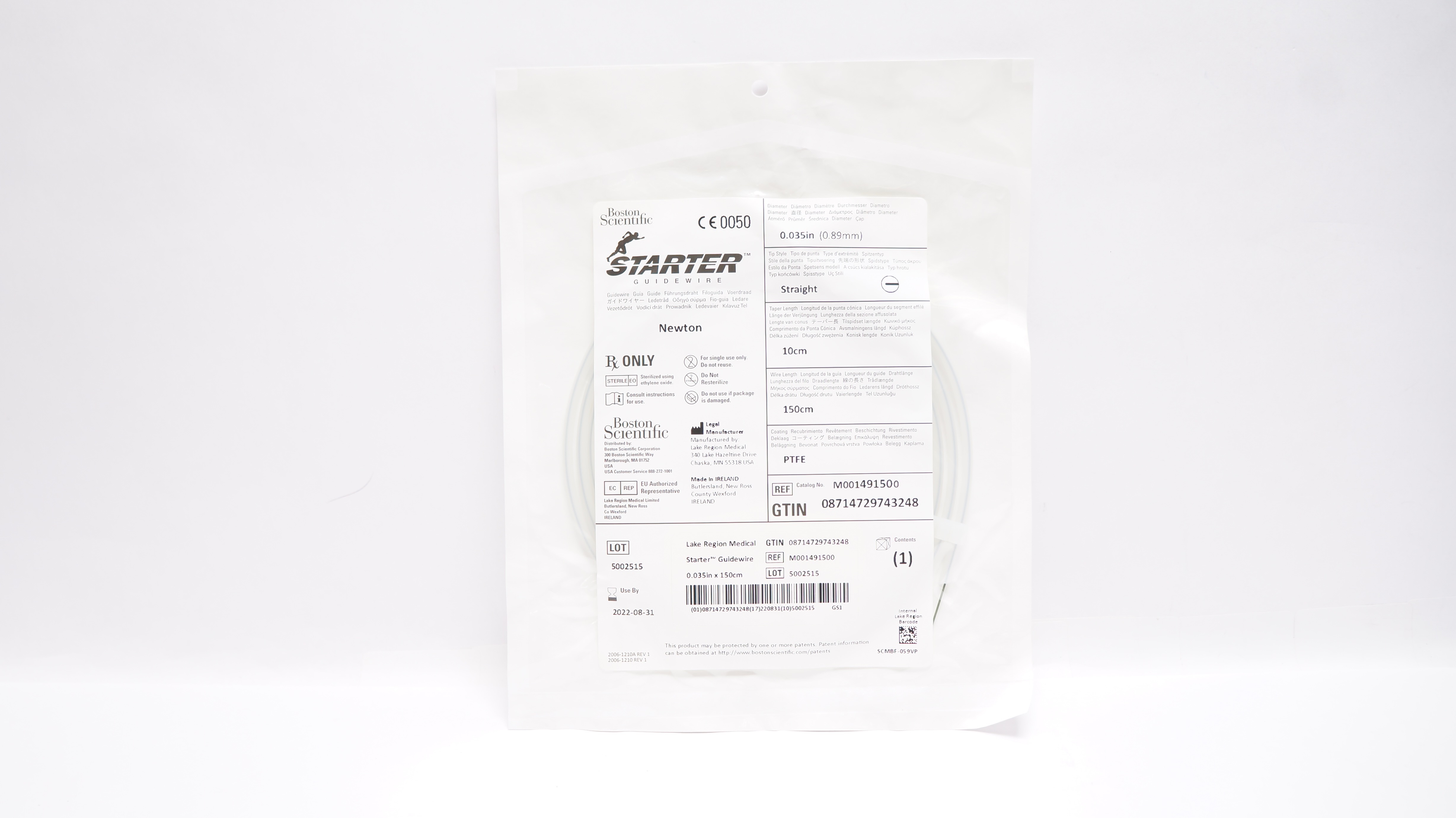 Lake Region Medical M001491500 Starter Guidewire Newton 0.035in x 150cm (x)