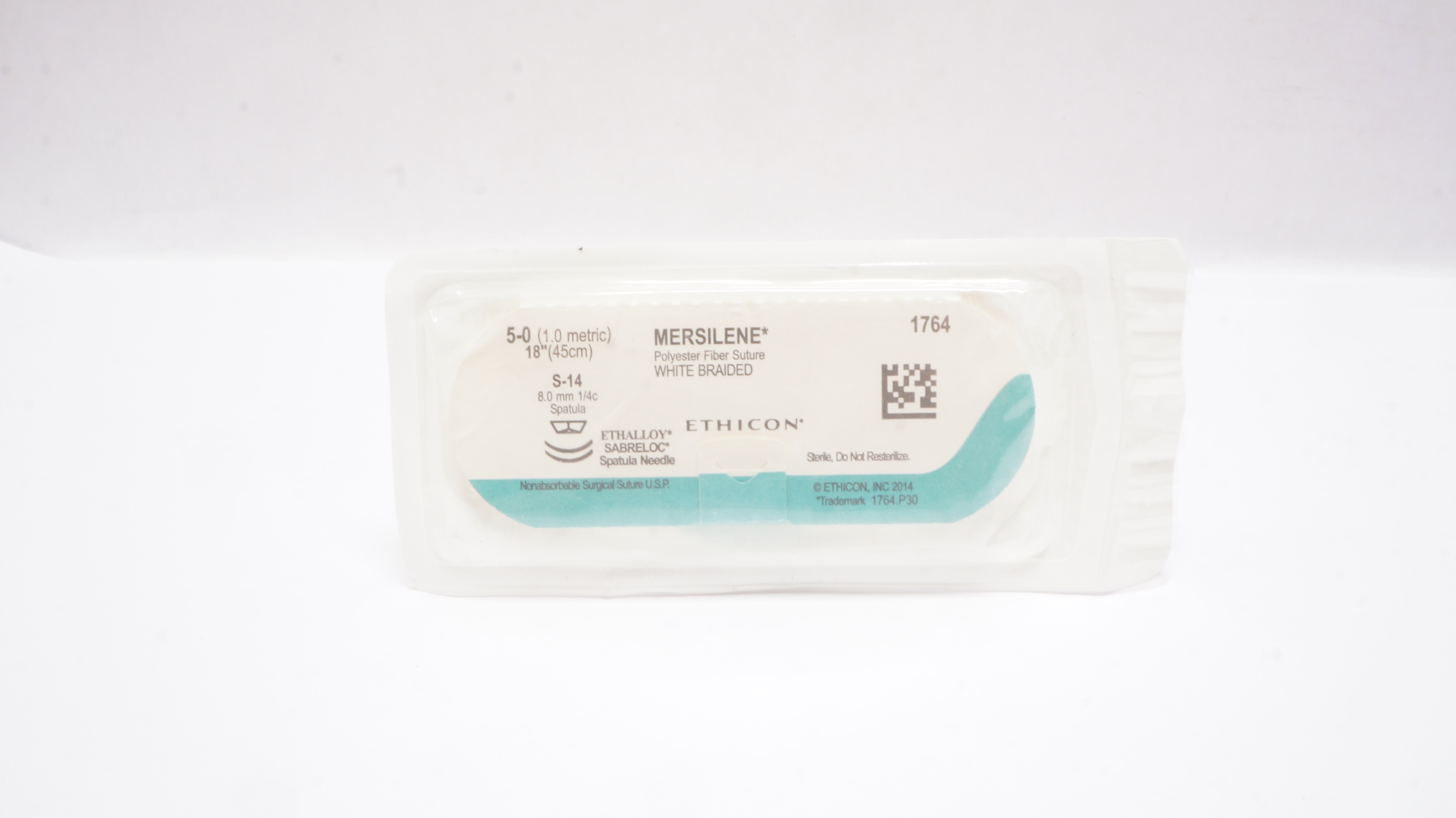 Ethicon 1764 Mersilene Polyester Fiber Stre S-14 8.0 mm 1/4c Spatula, 18inch (x)