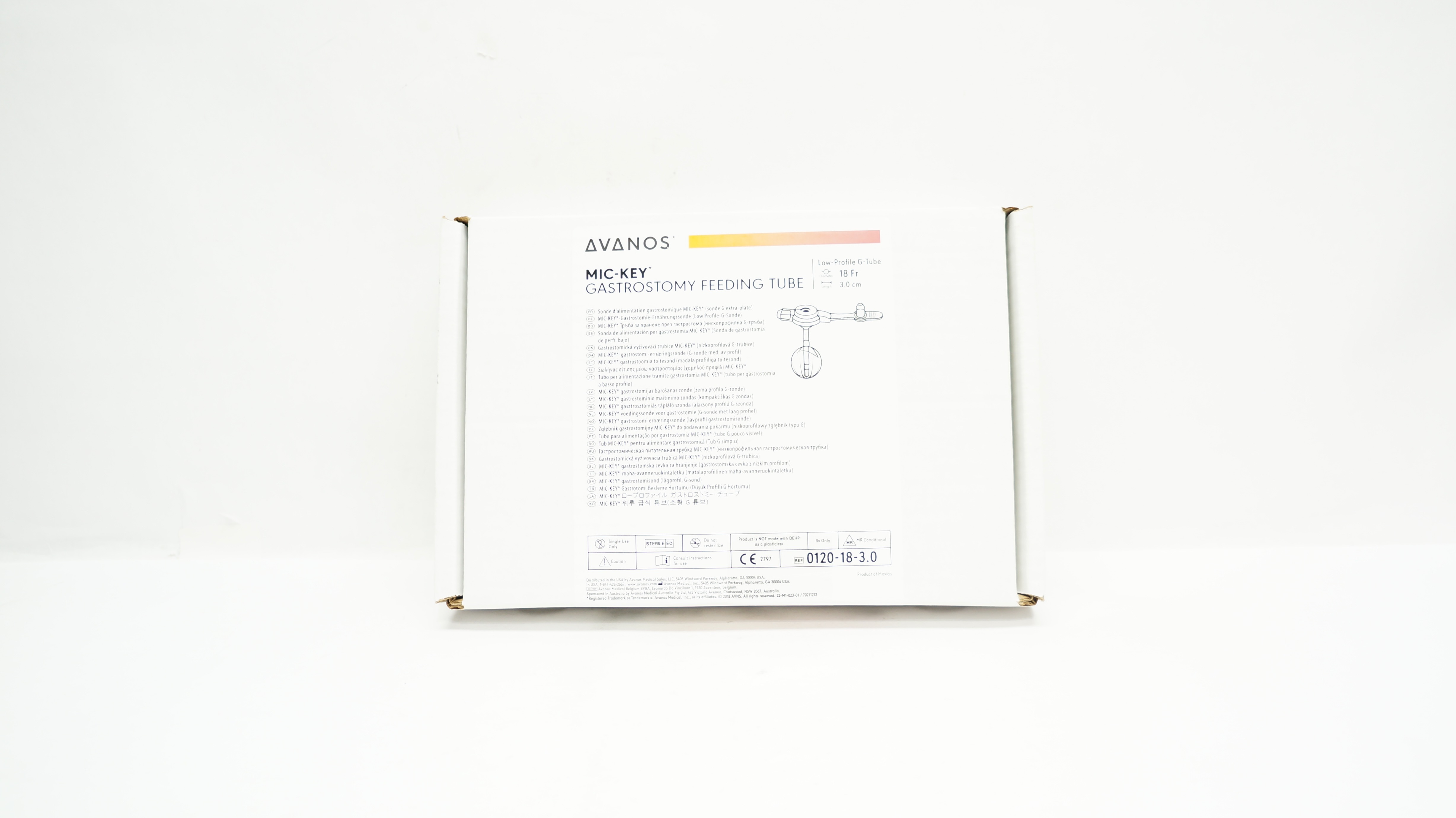 Avanos 0120-18-3.0 MIC-KEY Gastrostomy Feeding Low-Profile G-Tube 18Fr. x 3.0cm