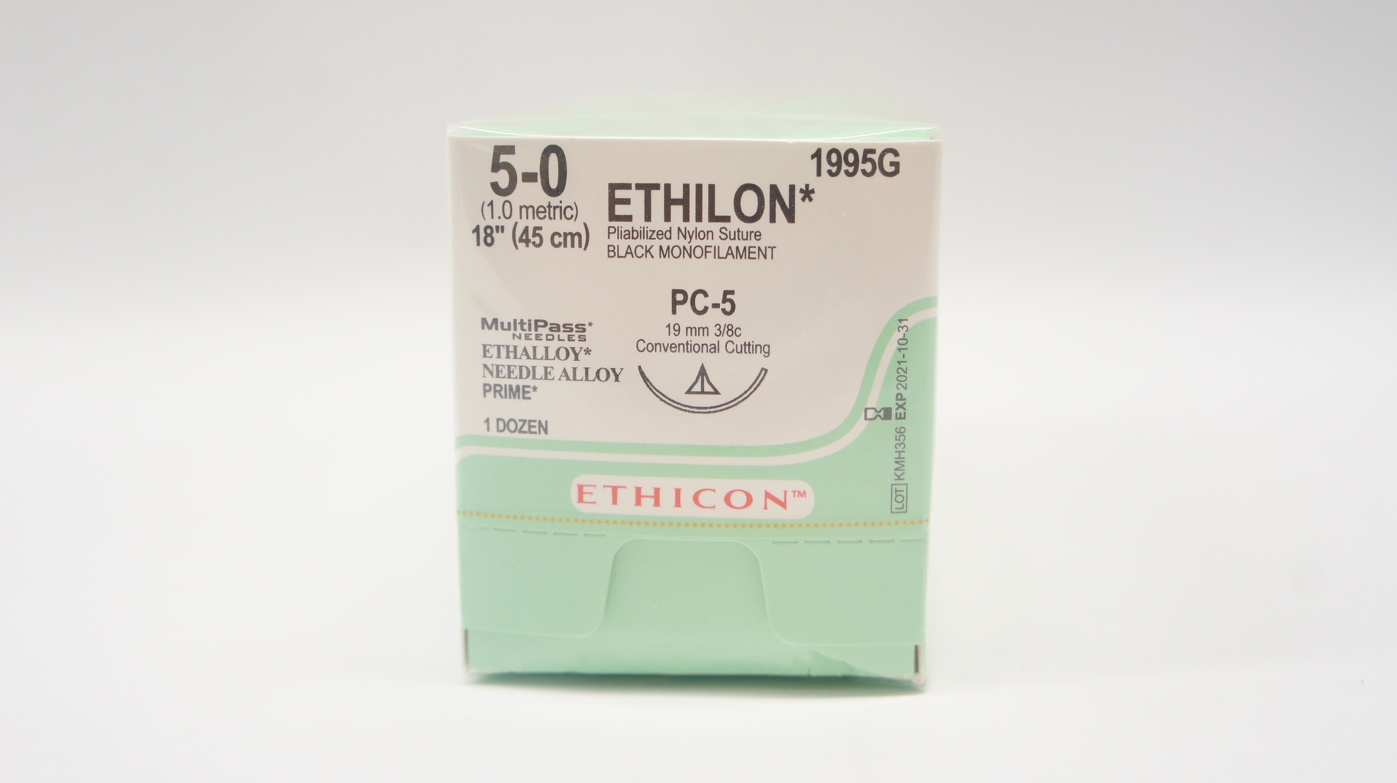Ethicon 1995G 5-0 Ethilon Black 1x18inch PC-5 19mm Multipass Ndle. (x)-Box of 12