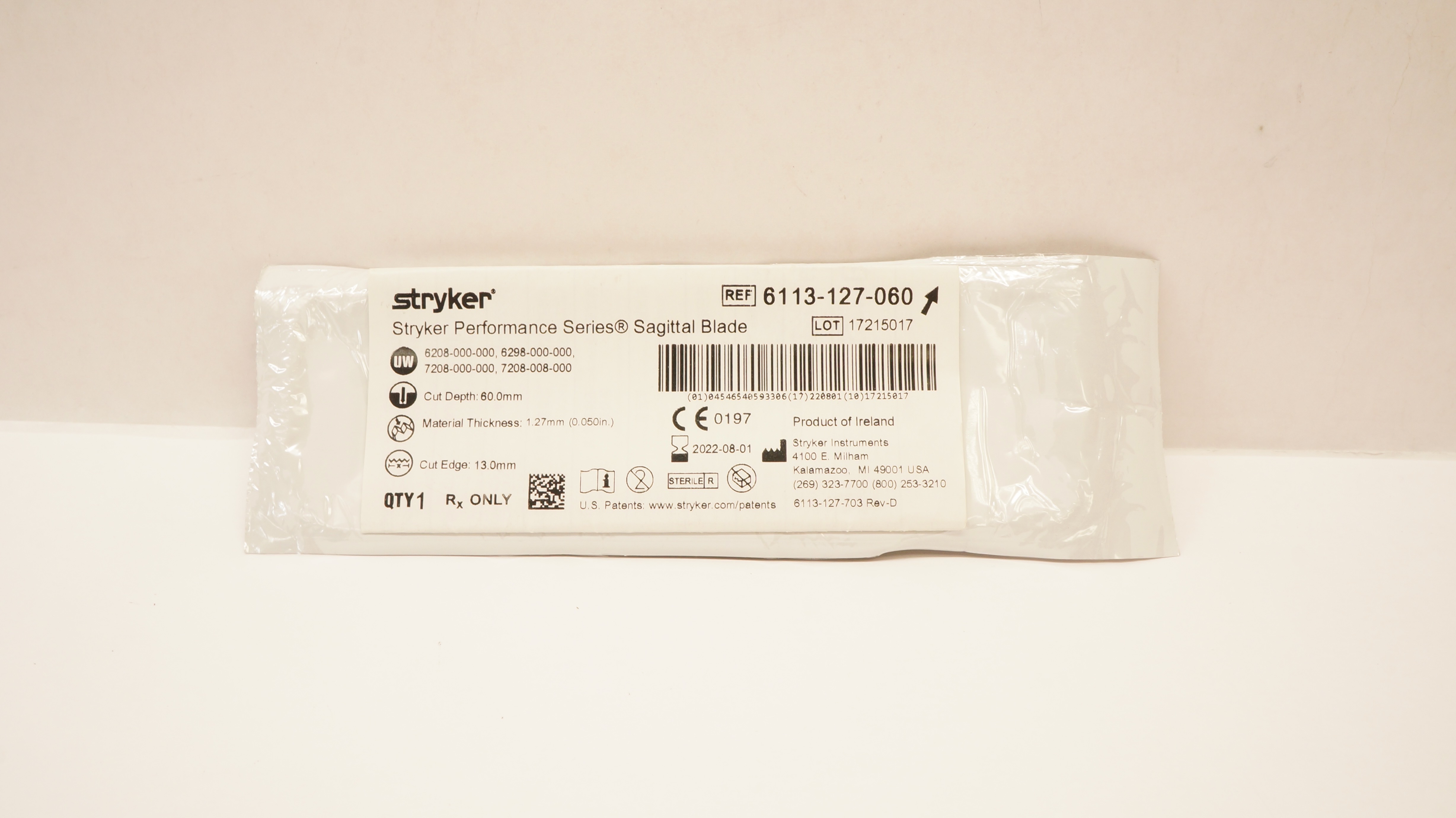 Stryker 6113-127-060 Performance Series Sagittal Blade 13.0x60.0mmx0.050inch (x)