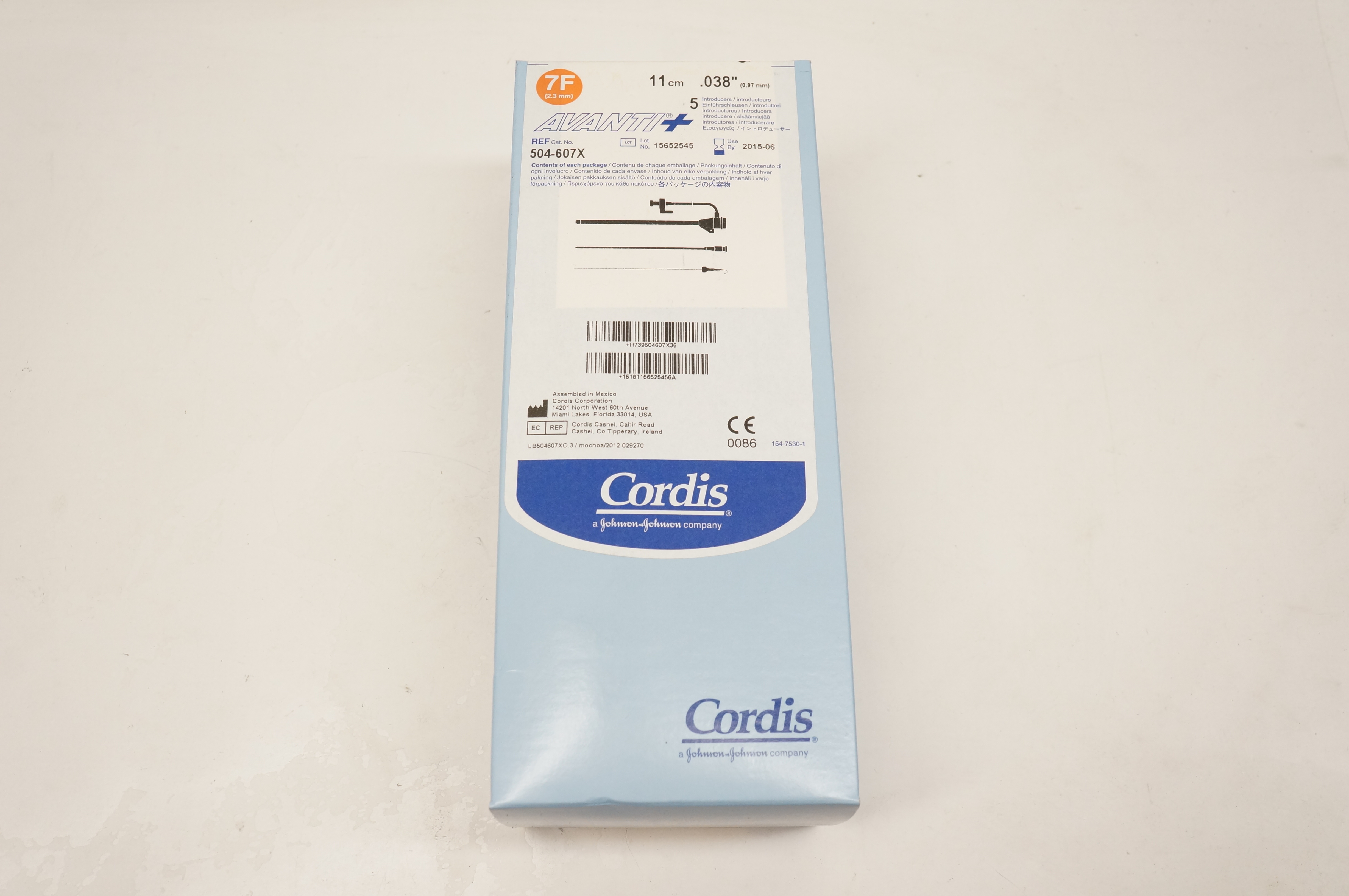 Cordis 504-607X AVANTI Plus Introducers 7F x 0.038inch x 11cm (x) - Box of 5