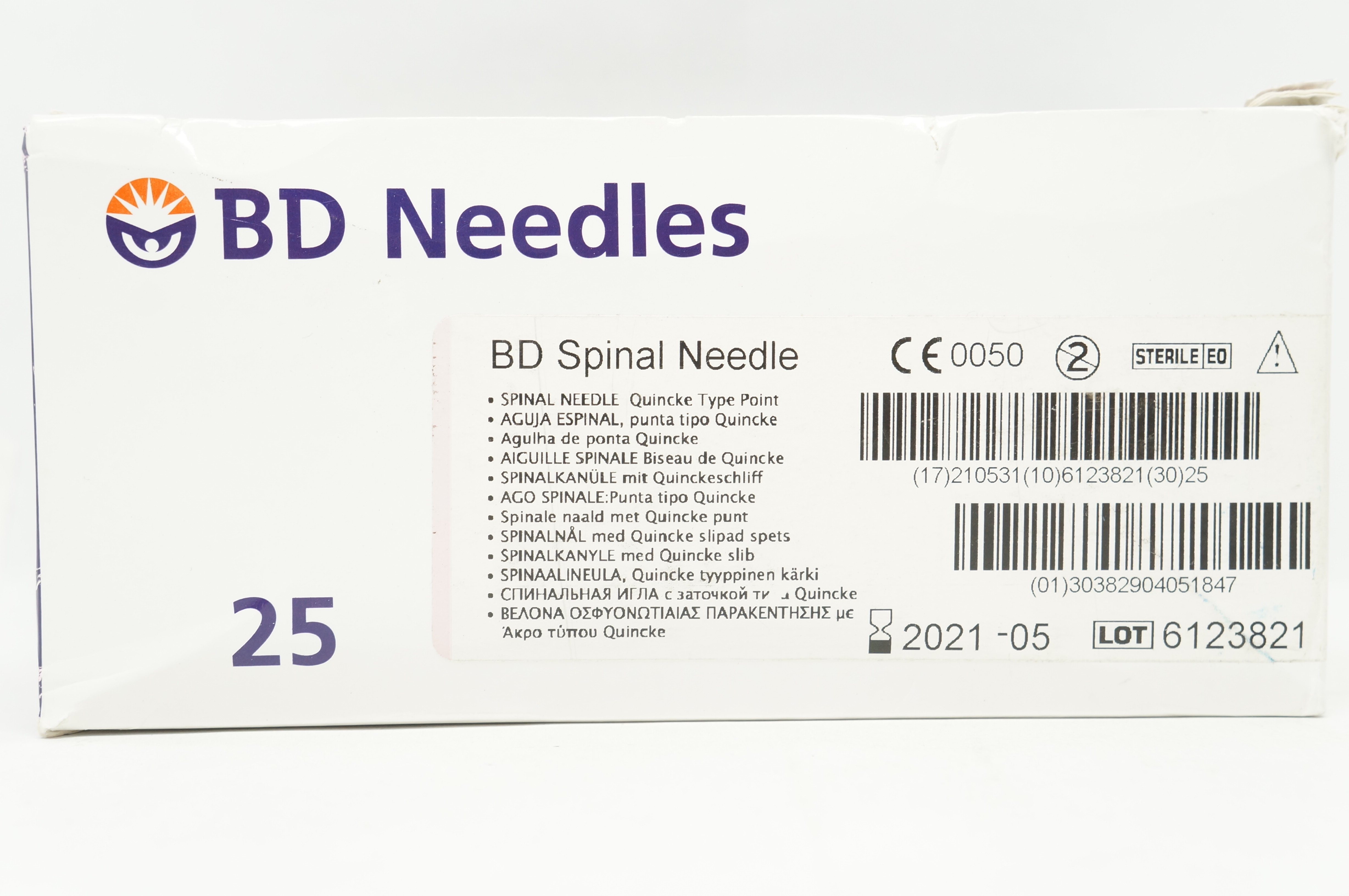 BD 405184 Spinal Ndle Quincke Type Point 18GA x 3.50inch (x) - Box of 25