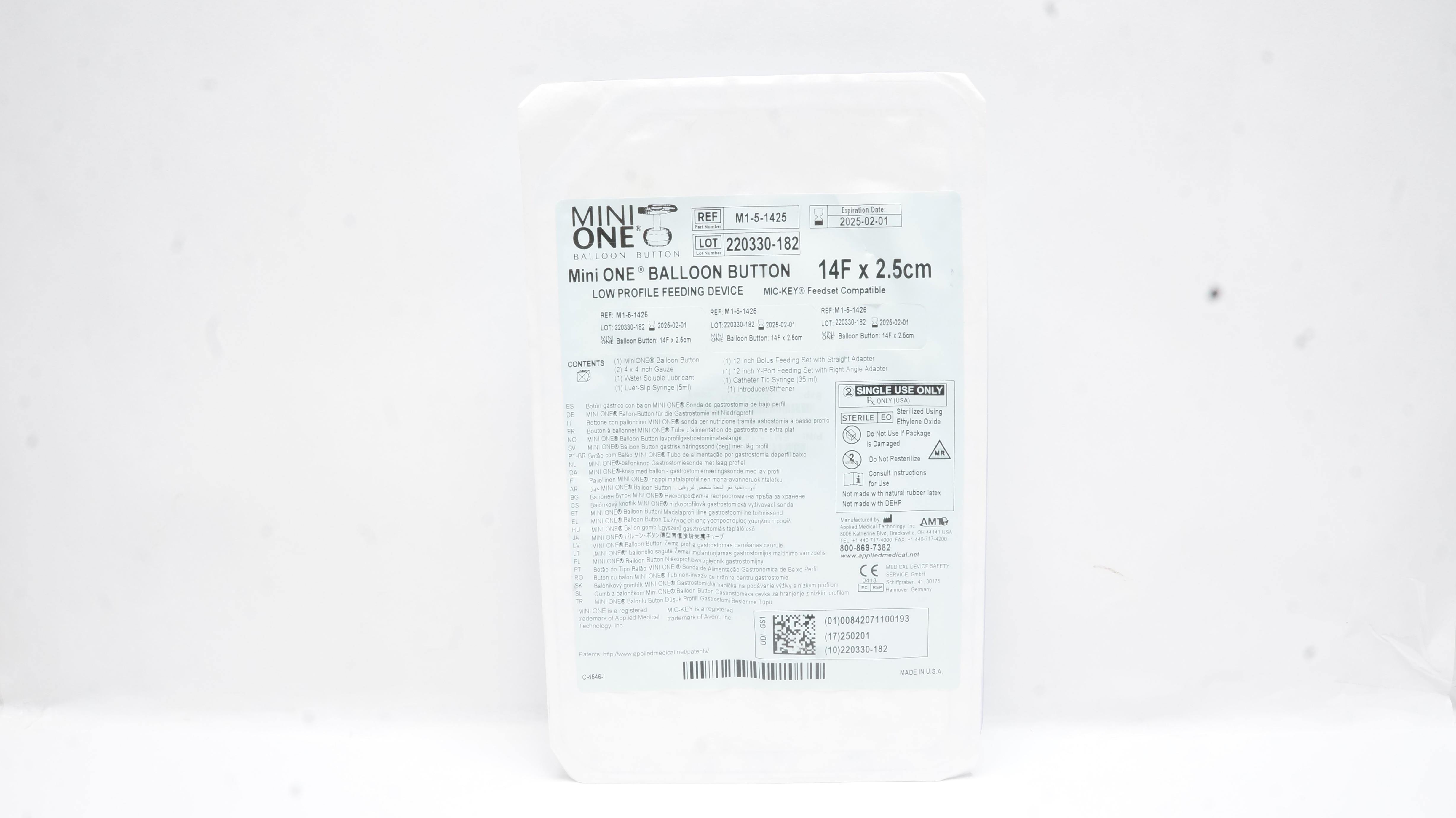 Applied Medical M1-5-1425 Mini One Balloon Button Feeding Device 14F x 2.5cm