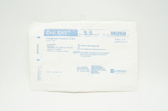Mallinckrodt 86268 Oral RAE Preformed Tracheal Tube Uncuffed 5.5 x 7.4mm