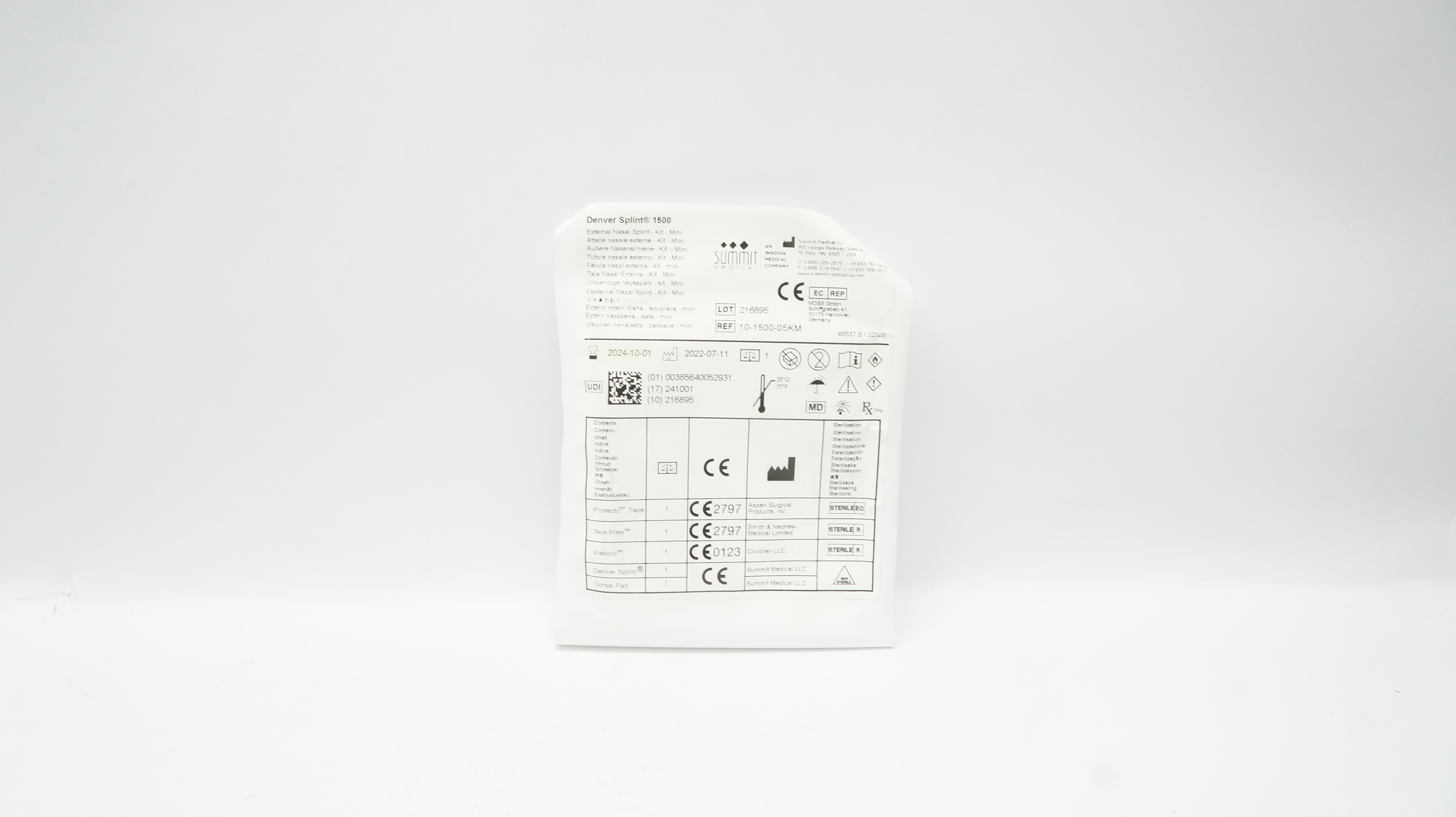 Summit Medical 10-1500-05KM Denver Splint 1500 External Nasal Splint Kit Mini(x)