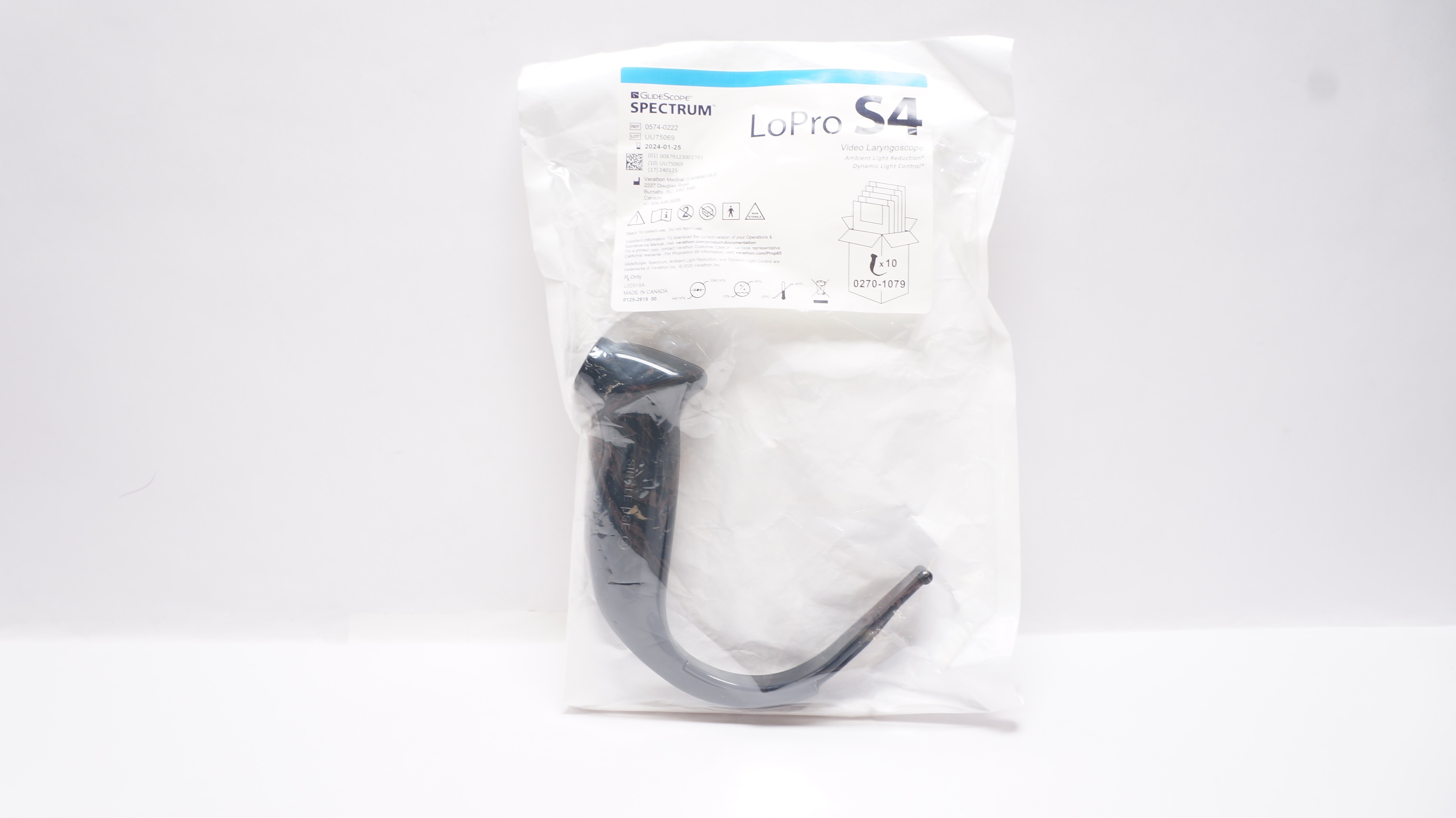 Verathon Medical 0574-0222 GlideScope Spectrum Video Laryngoscope LoPro S4