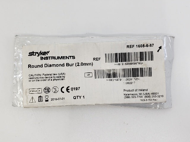 Stryker 1608-6-87 Round Diamond Bur 2.0mm (x)