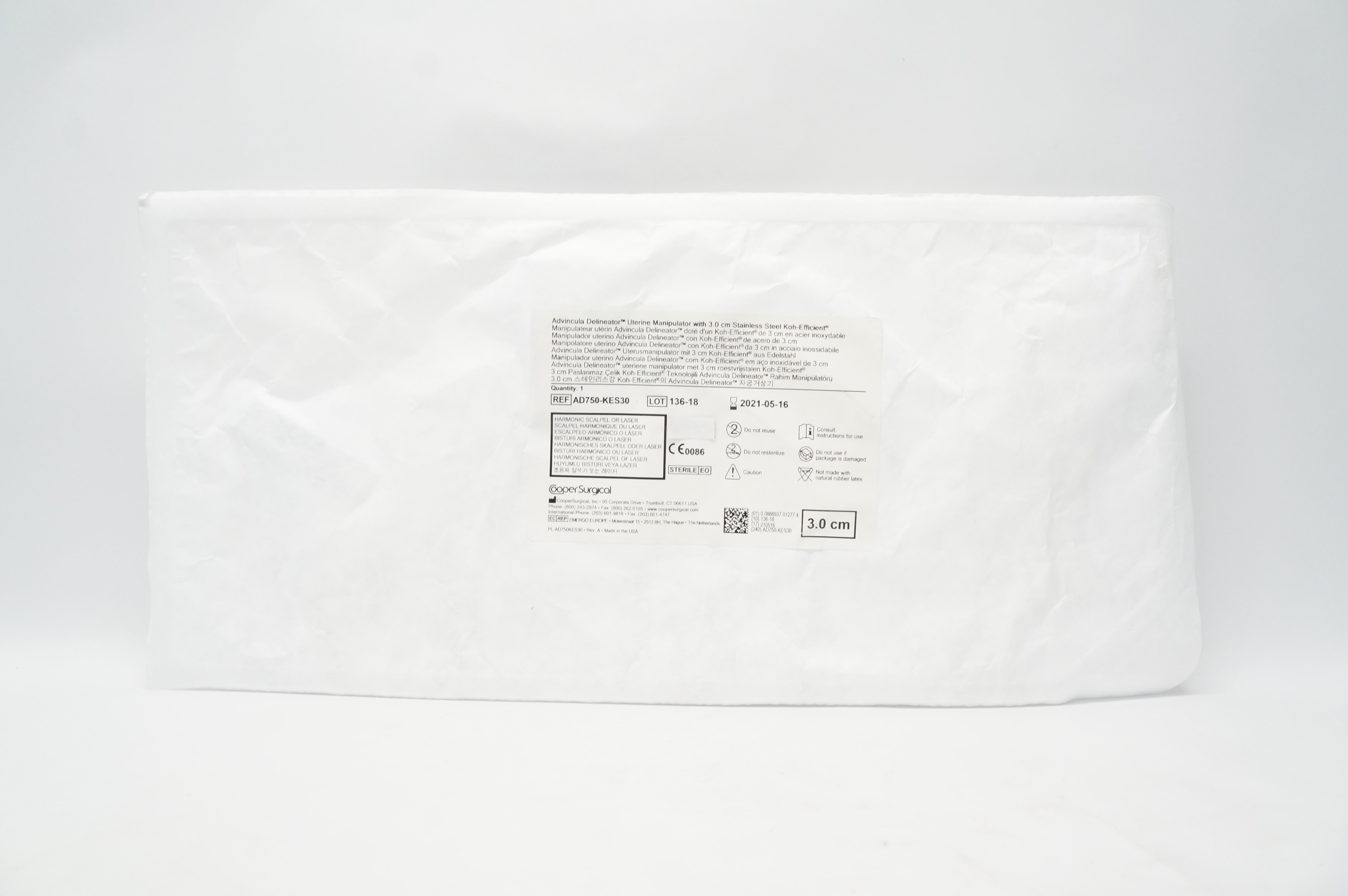 Cooper Surgical AD750-KES30 Advincula Delineator Uterine Manipulator, 3.0cm (x)