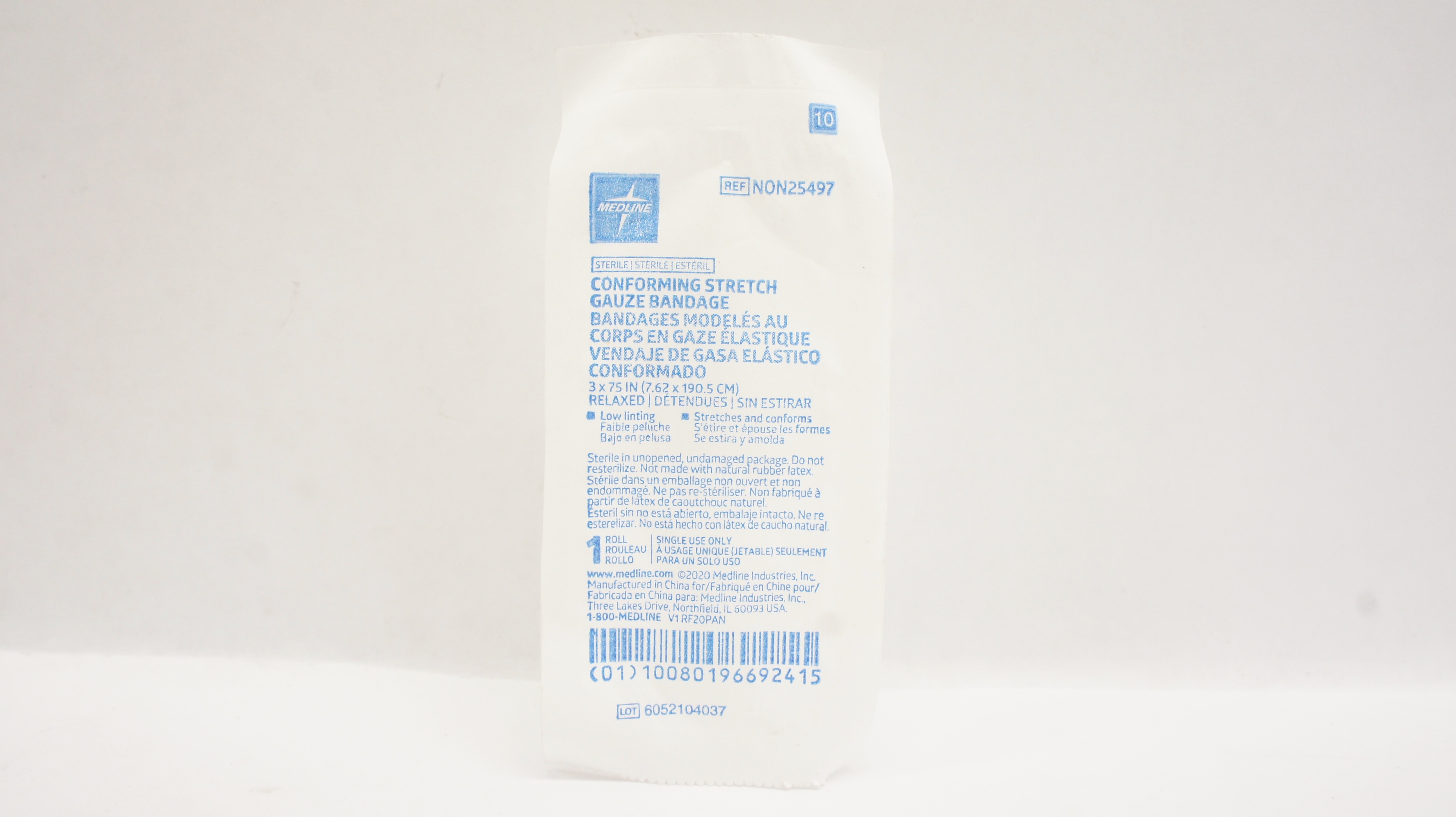 Medline NON25497 Conforming Stretch Gauze Bandage, Relaxed 3inch x 75inch