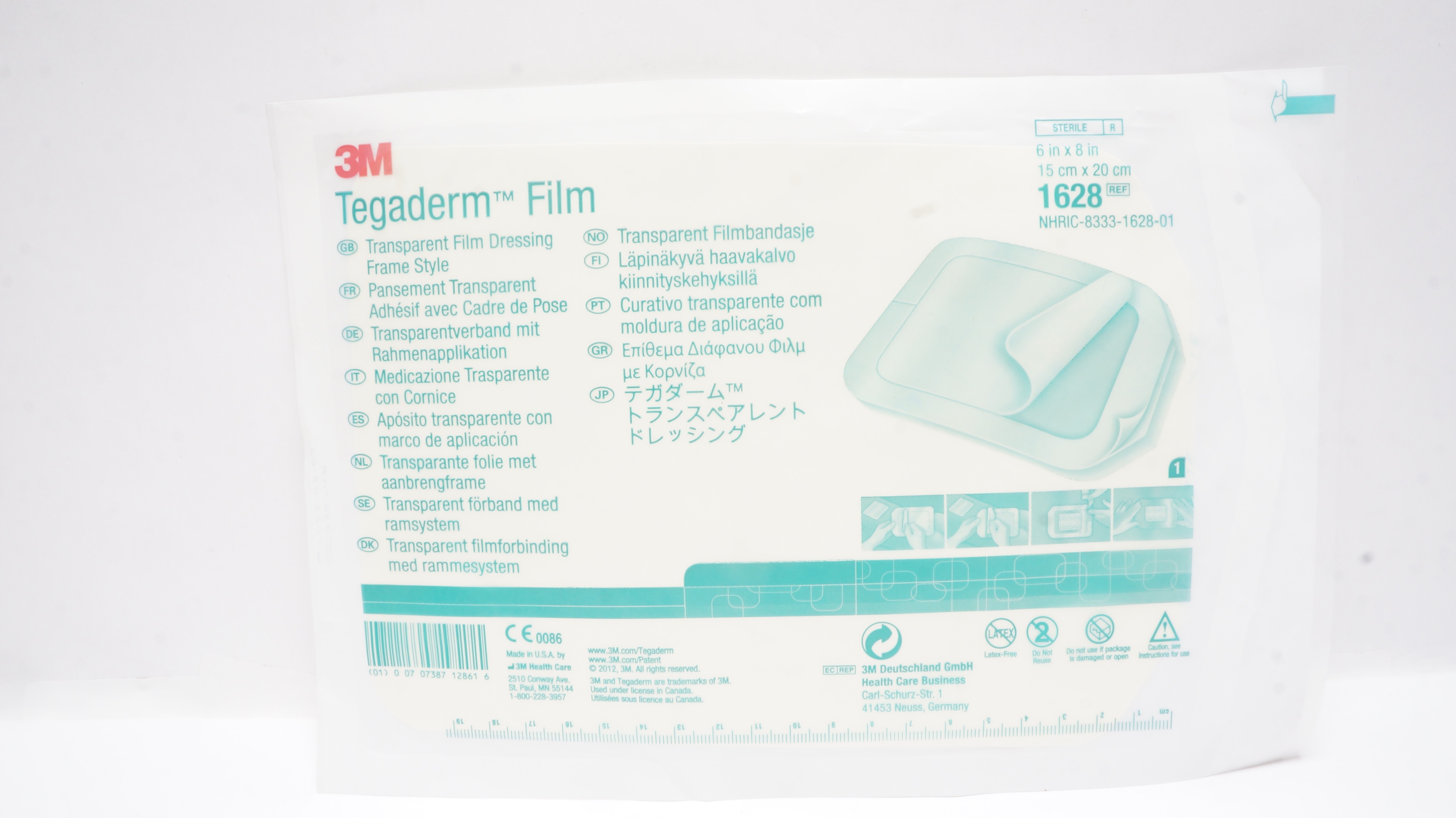 3M 1628 Tegaderm Transparent Film Dressing, Frame Style 6 inch x 8 inch (x)
