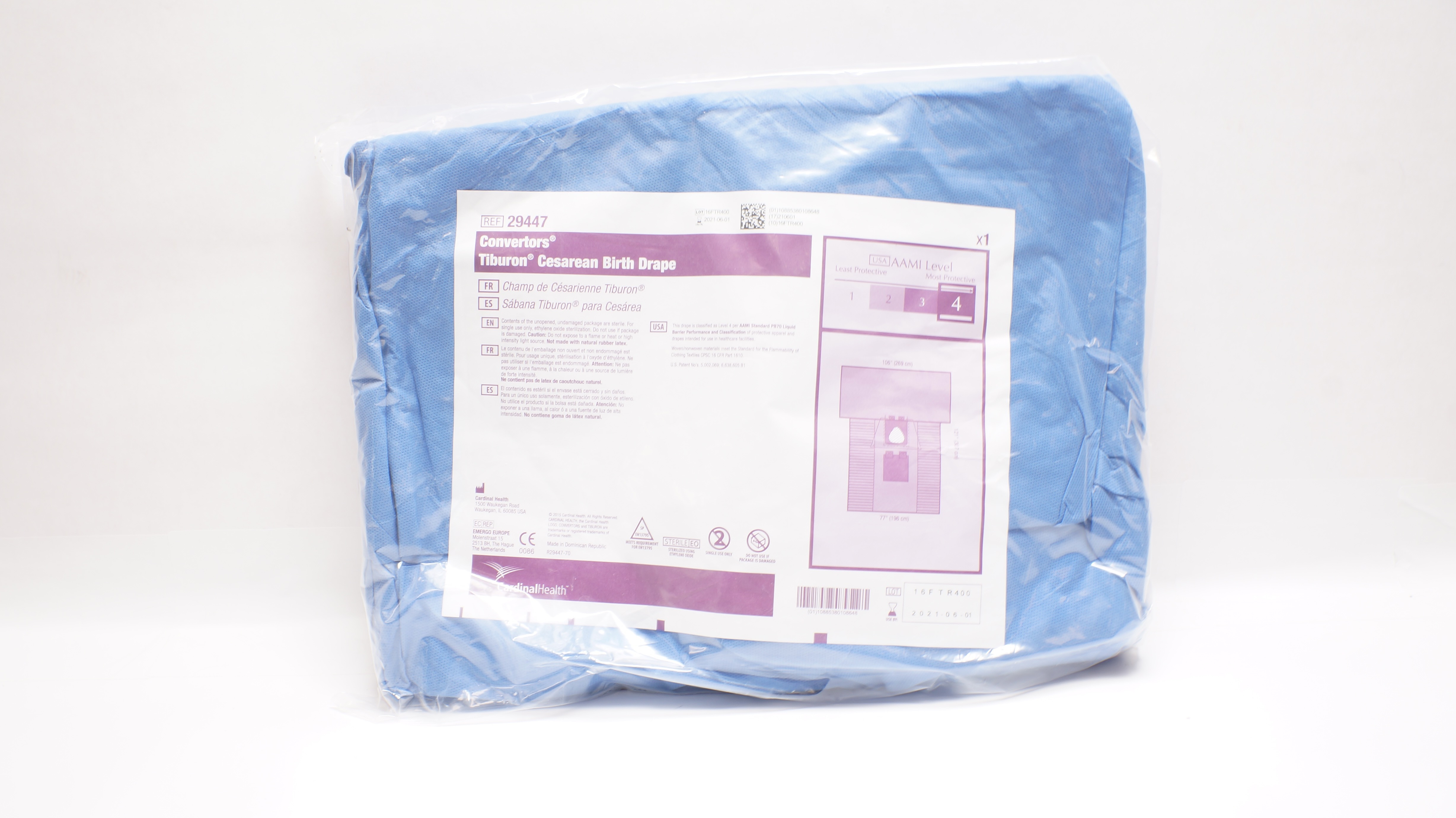 Cardinal Health 29447 Convertors Tiburon Cesarean Birth Drape, Level 4 (x)