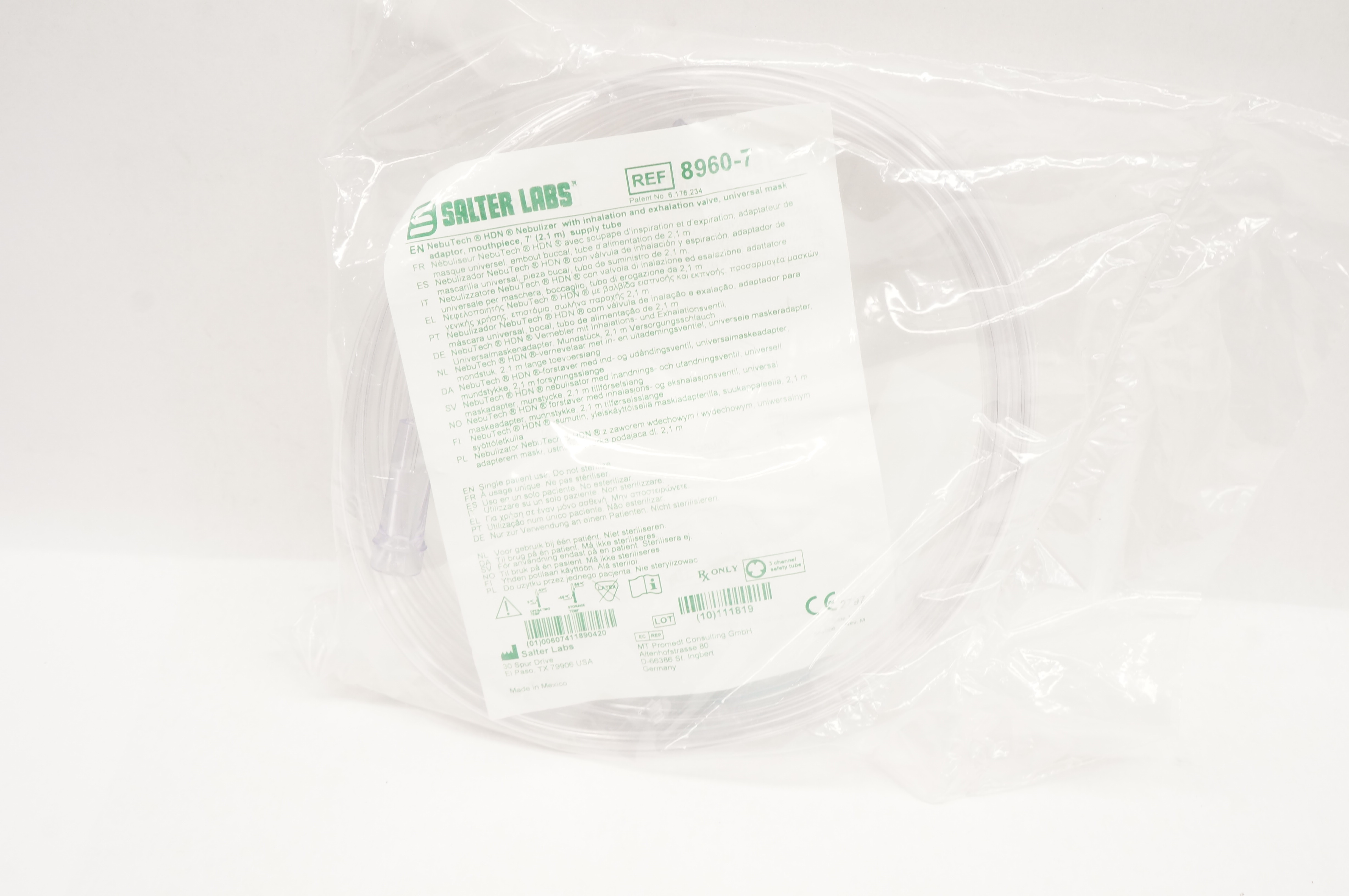 Salter Labs 8960-7 NebuTech HDN Nebulizer with Inhalation 7ft.