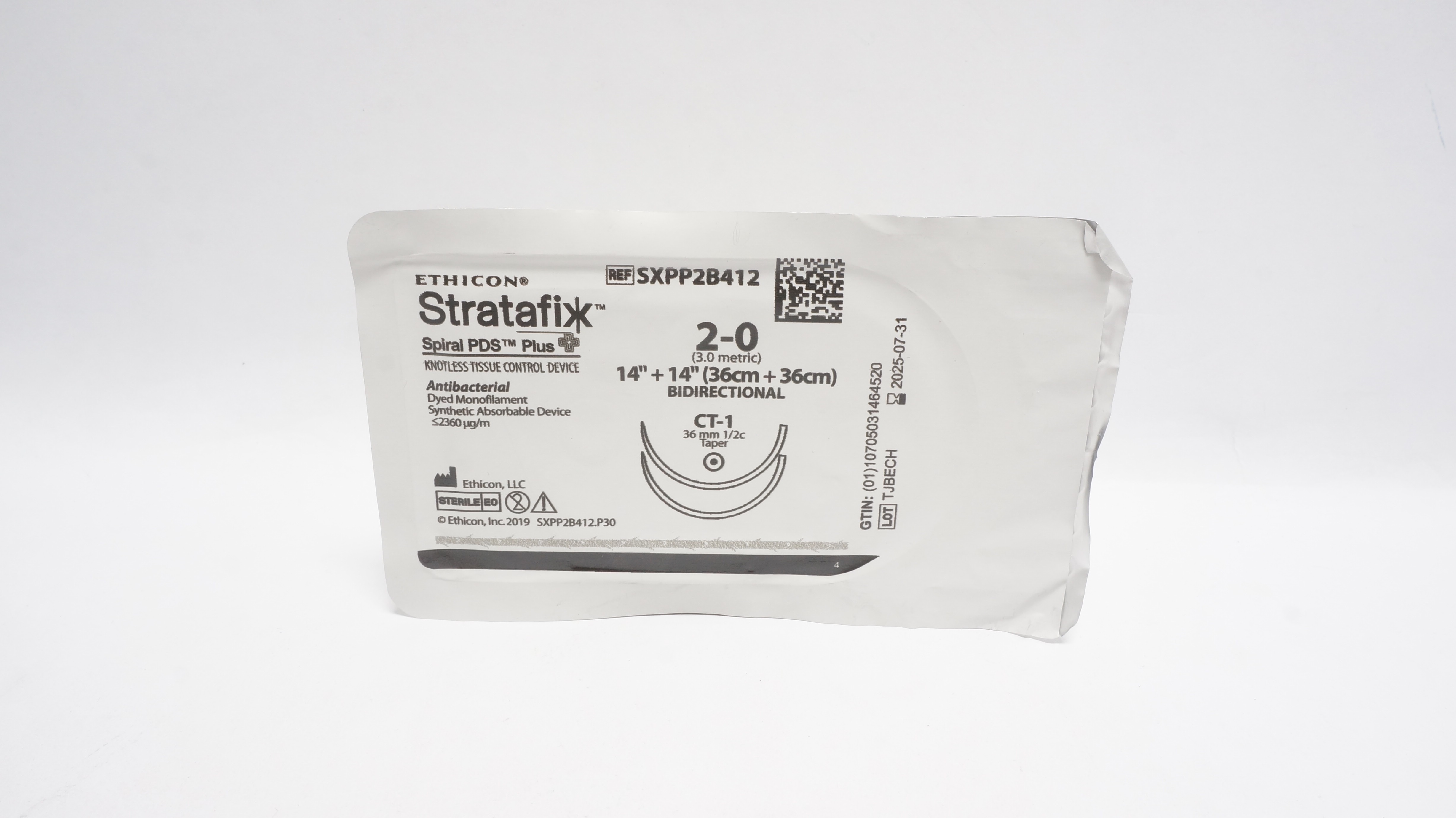 Ethicon SXPP2B412 2-0 Stratafix Knotless Tissue Control Device 14+14In,CT-1 (x)
