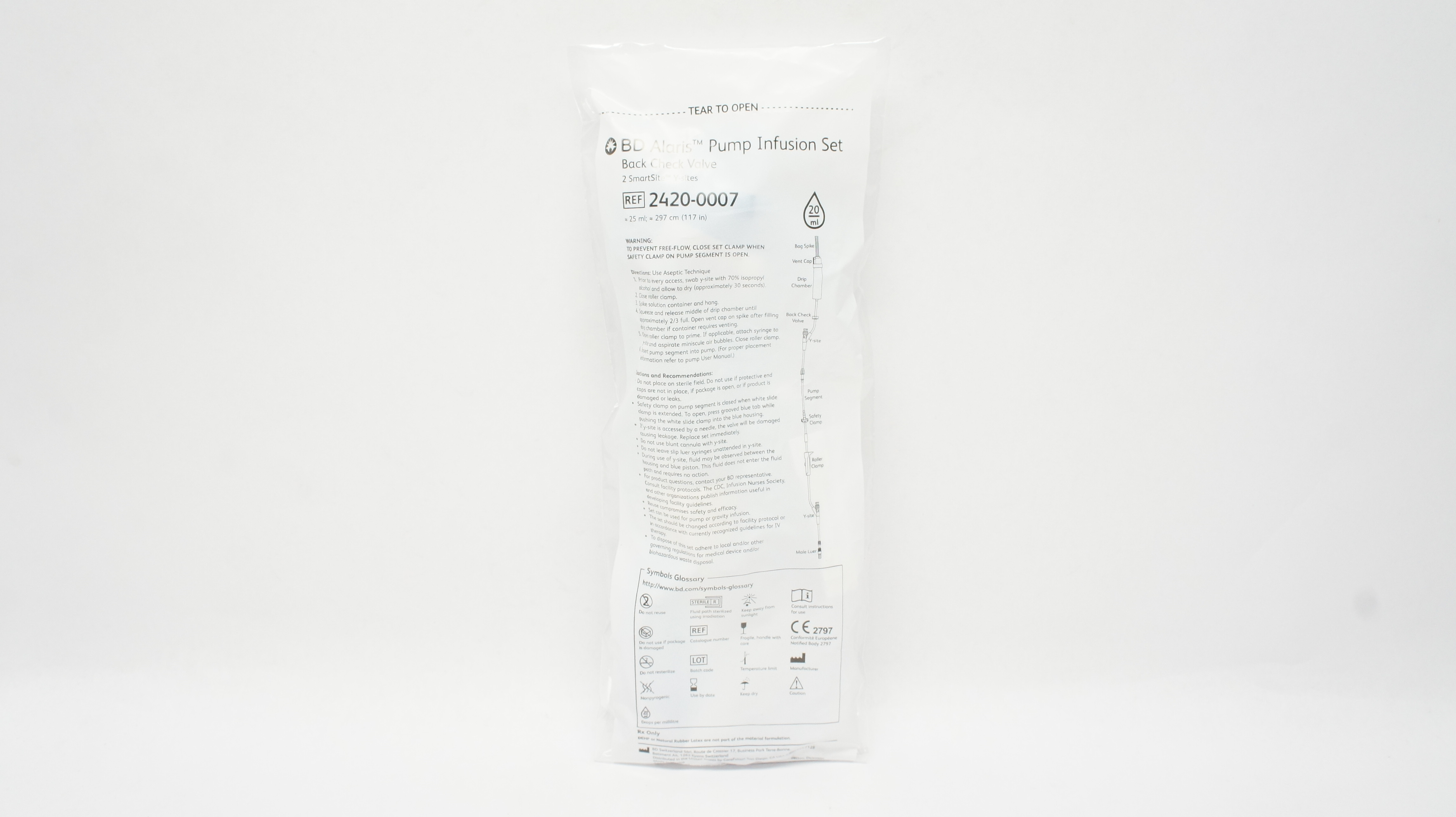 BD 2420-0007 Alaris Pump Infusion Set 117inch x 20ml 20Drops/mL(x)