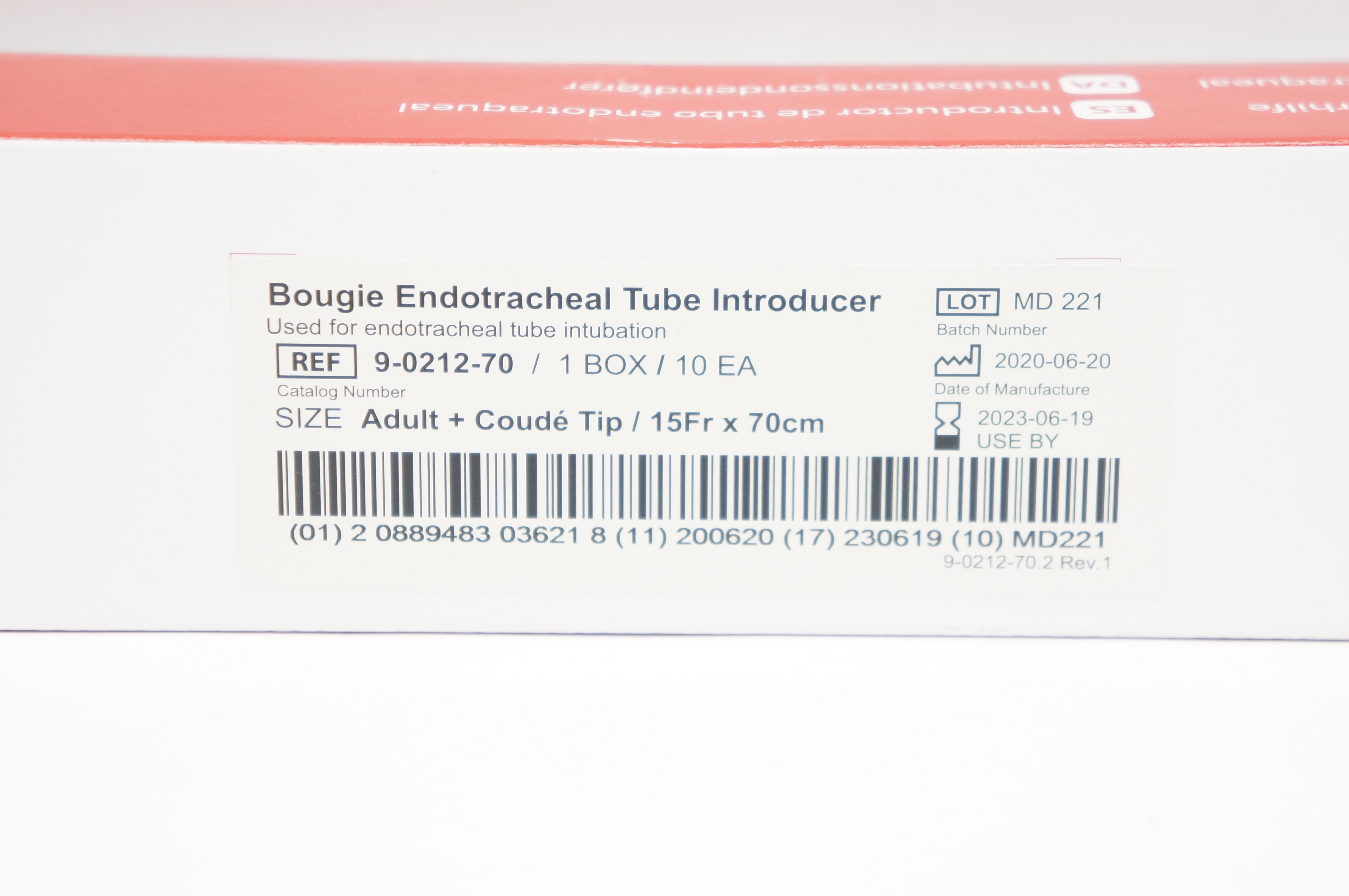SunMed 9-0212-70 Bougie Endotracheal Tube Introducer 15Fr x 70cm (x) - Box of 10