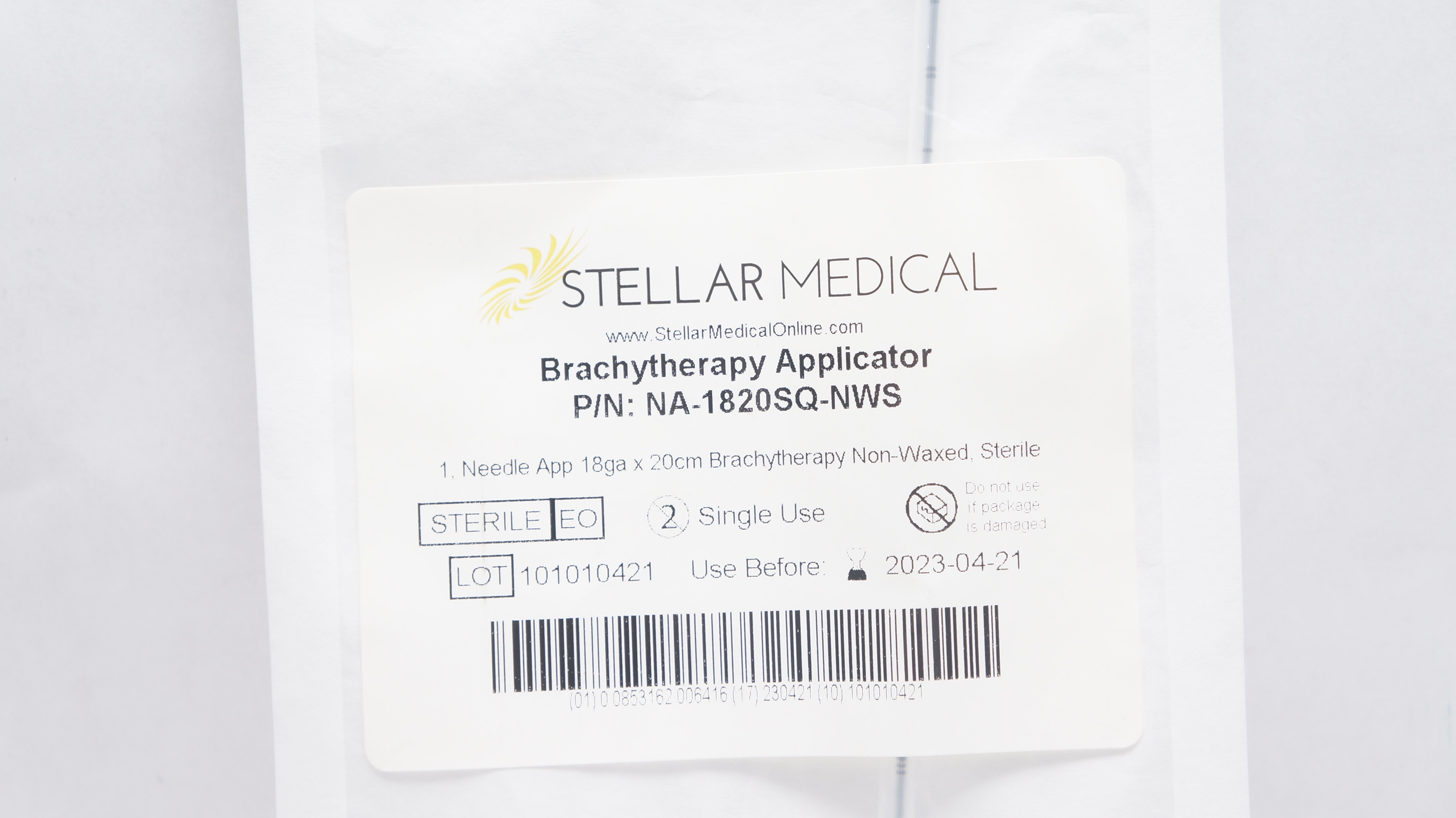 Stellar Medical NA-1820SQ-NWS Brachytherapy Applicator Ndle 18ga x 20cm (x)