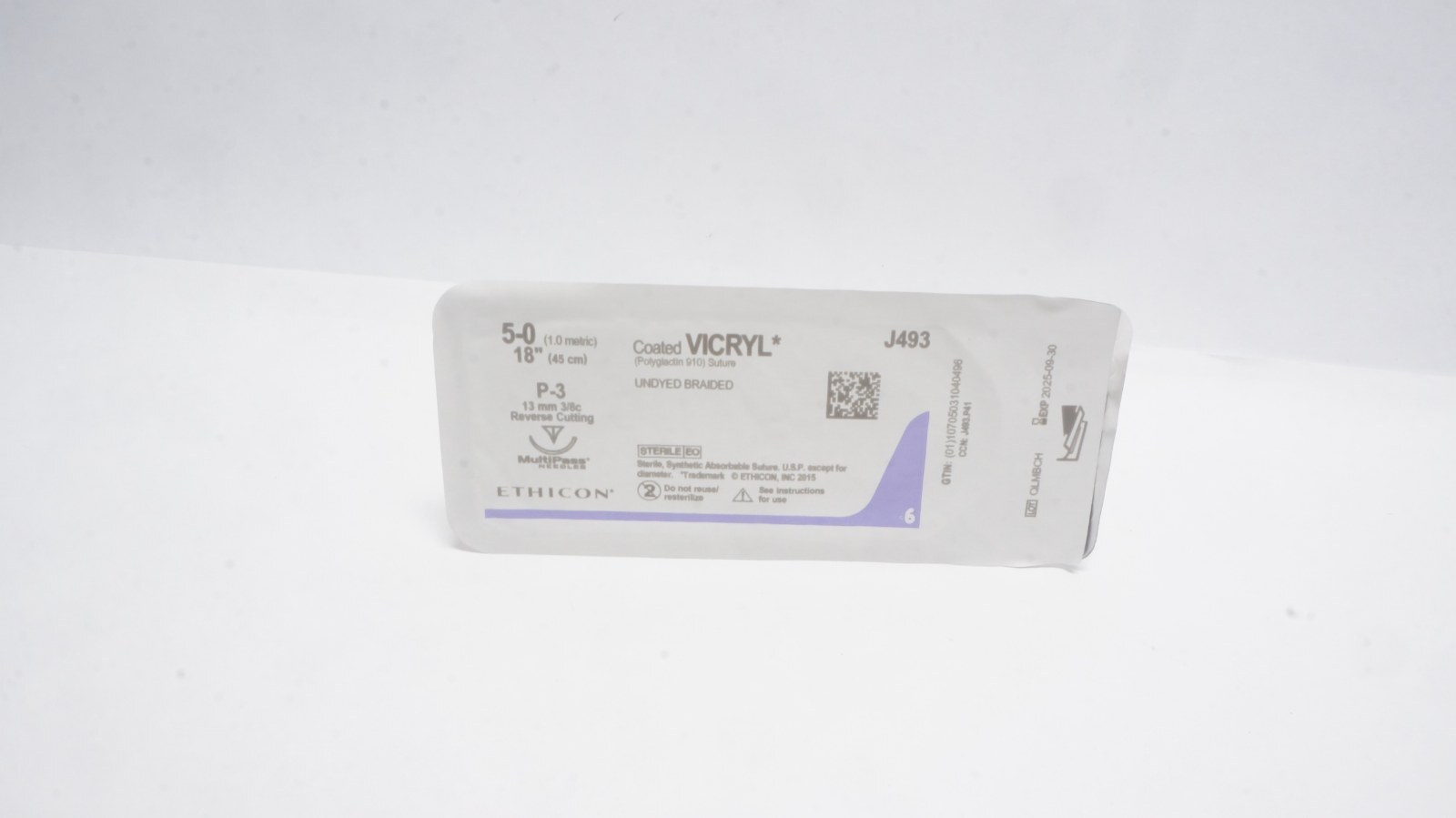 ETHICON J493 Coated VICRYL Sutures 5-0 18" Undyed Braided