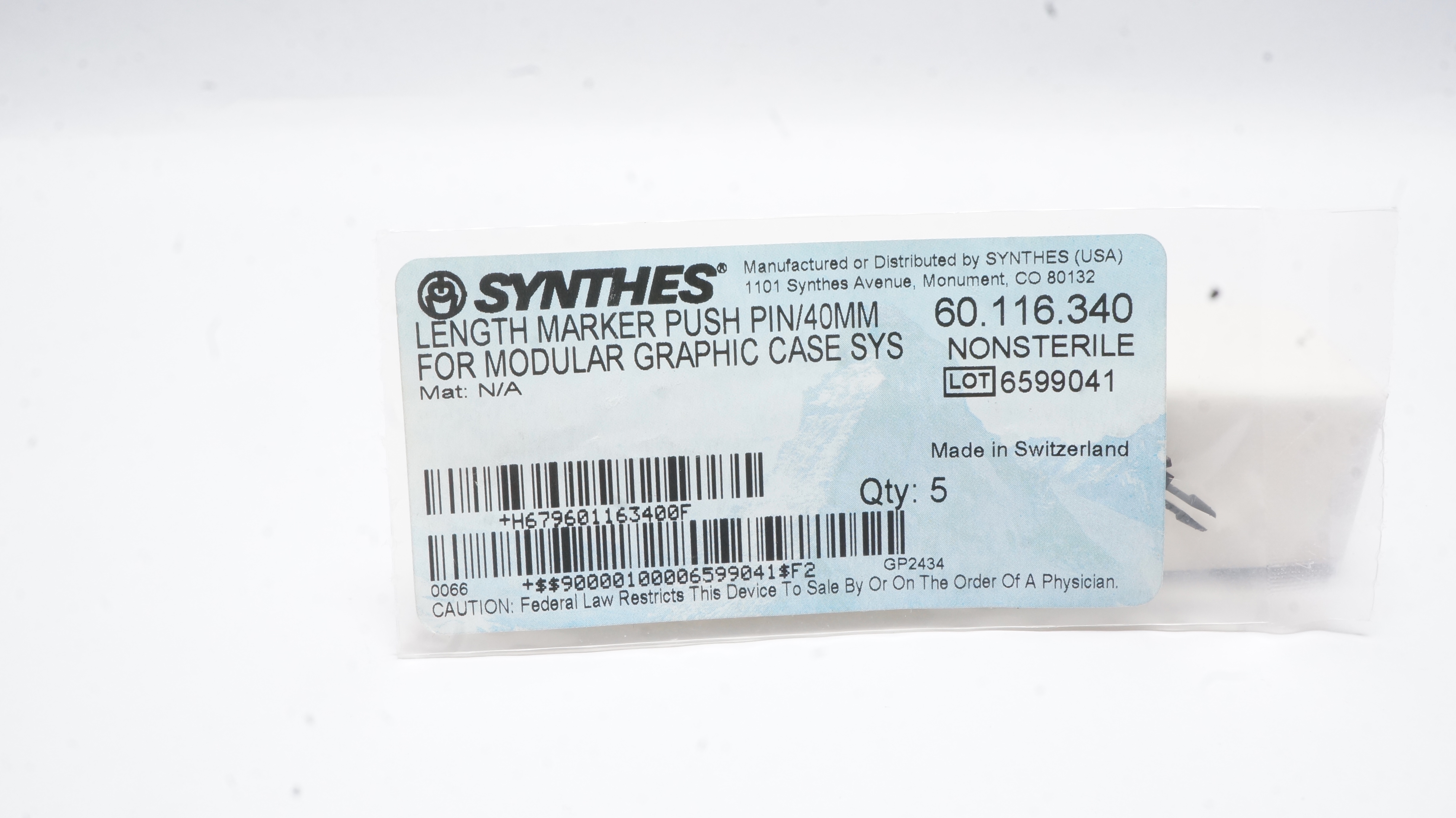 Synthes 60.116.340 Length Marker Push Pin/40mm - Pack of 2