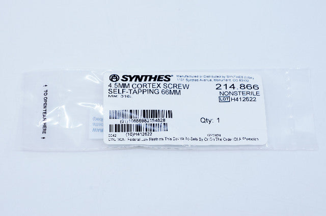 Synthes 214.866 4.5mm Cortex Screw Self-Tapping 66mm