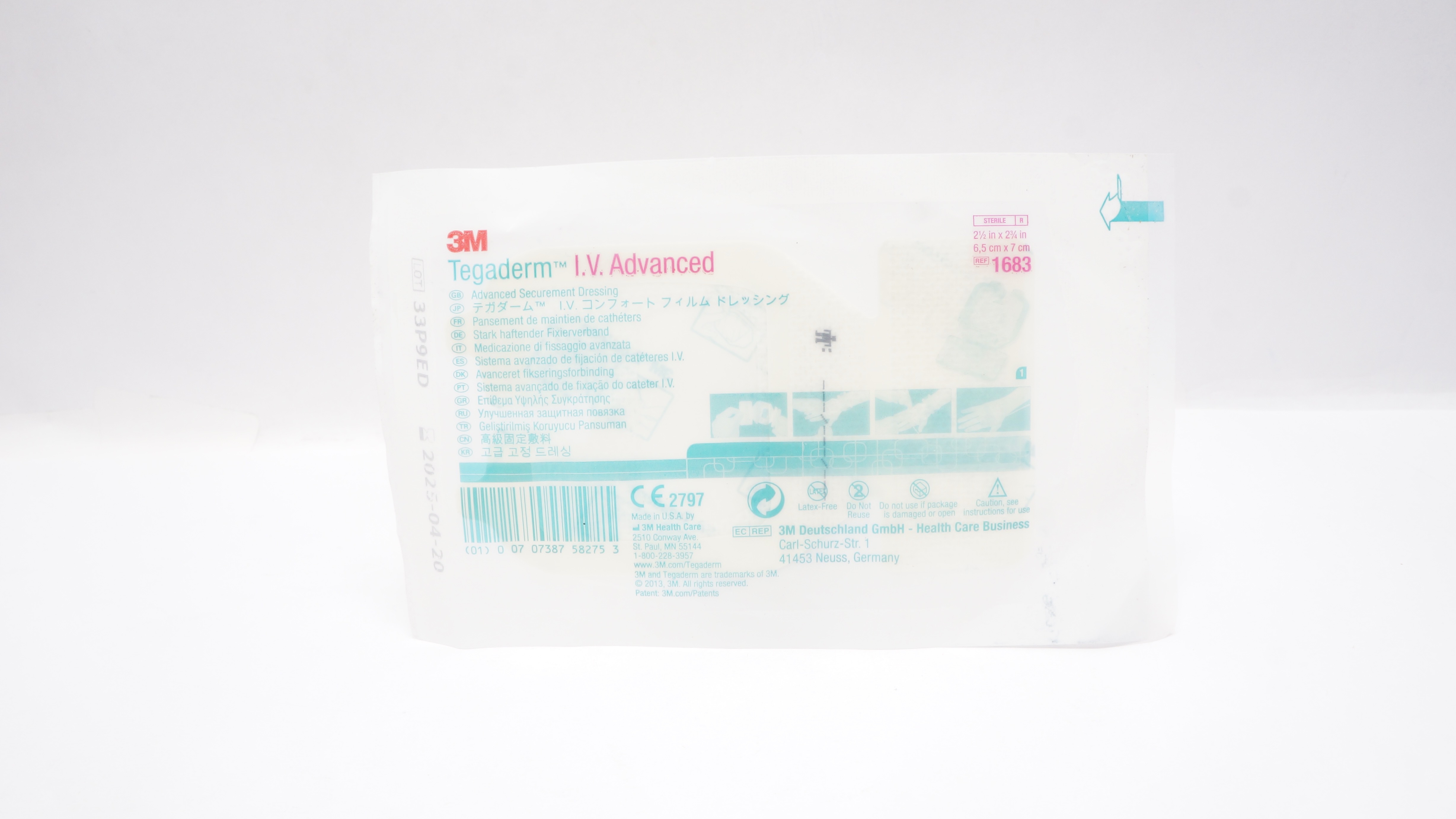 3M 1683 Tegaderm I.V. Advanced Securement Dressing 2-1/2 inch x 2-3/4 inch