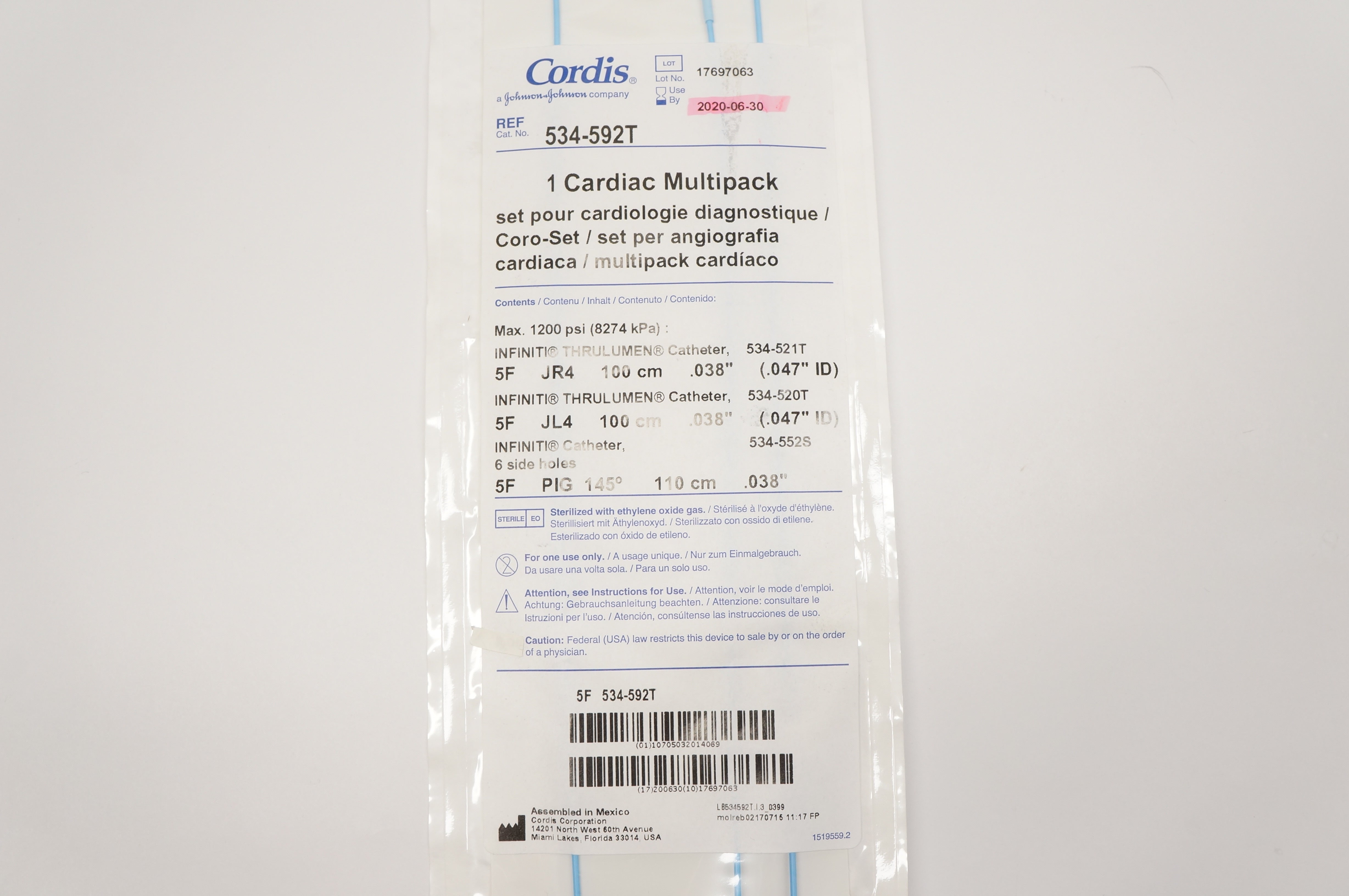 Cordis 534-592T 1 Cardiac Multipack Set Pous Cardiologie Diagnostique  (x)