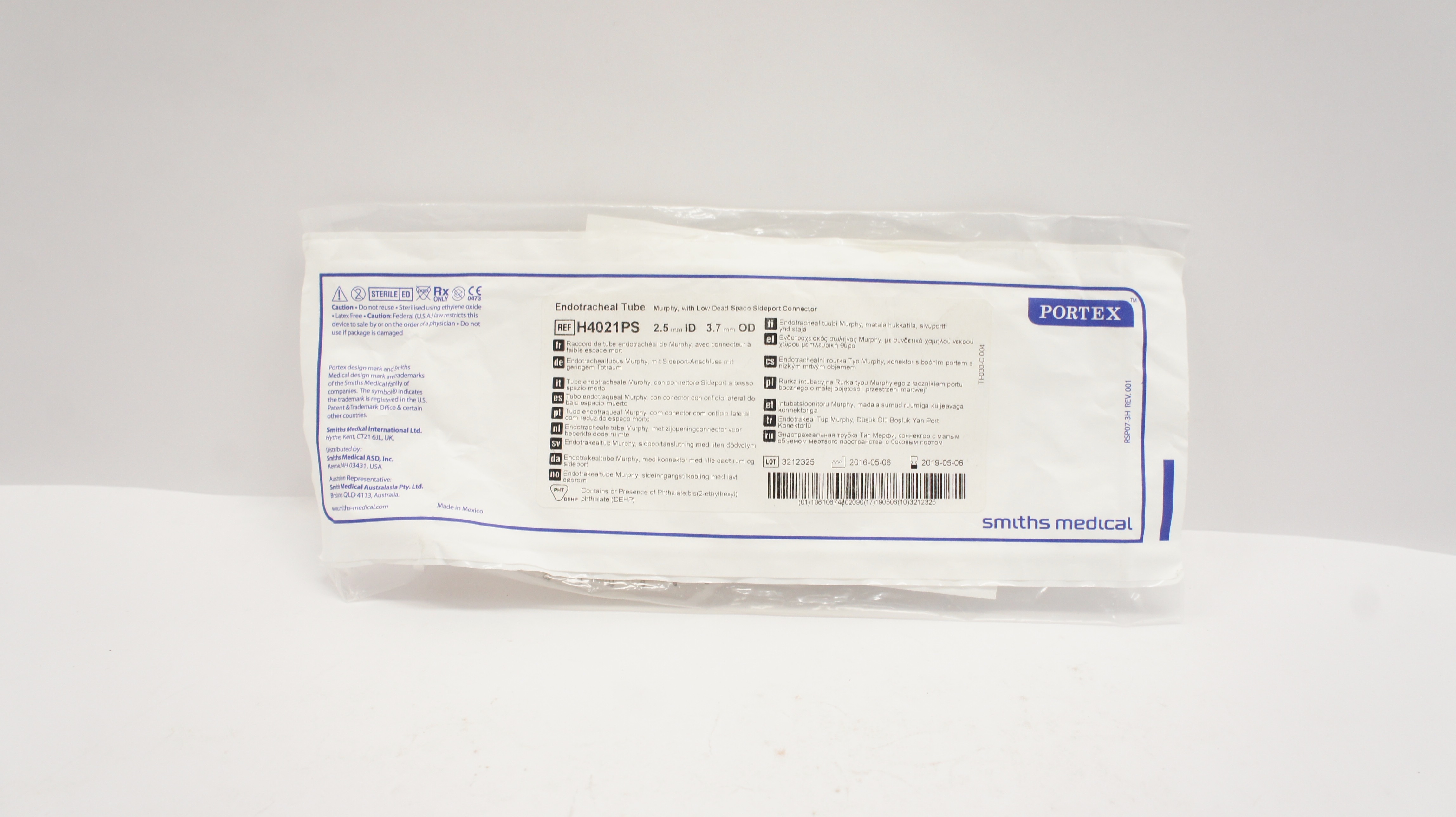 Smiths Medical H4021PS Portex Endotracheal Tube 2.5mm ID x 3.7mm OD (x)
