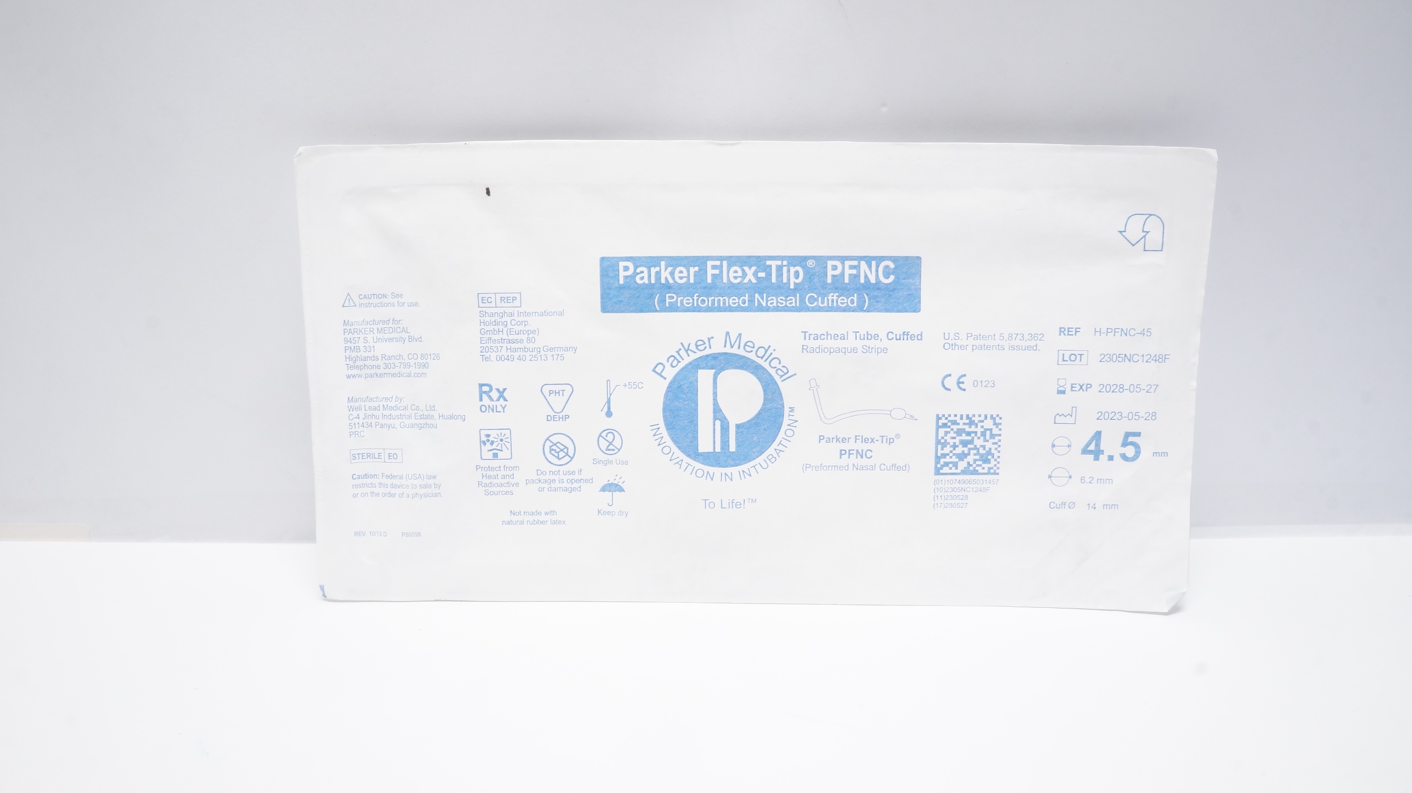 Parker Medical H-PFNC-45 Flex-Tip PFNC Preformed Nasal Cuffed 4.5 x 6.2 x 14mm