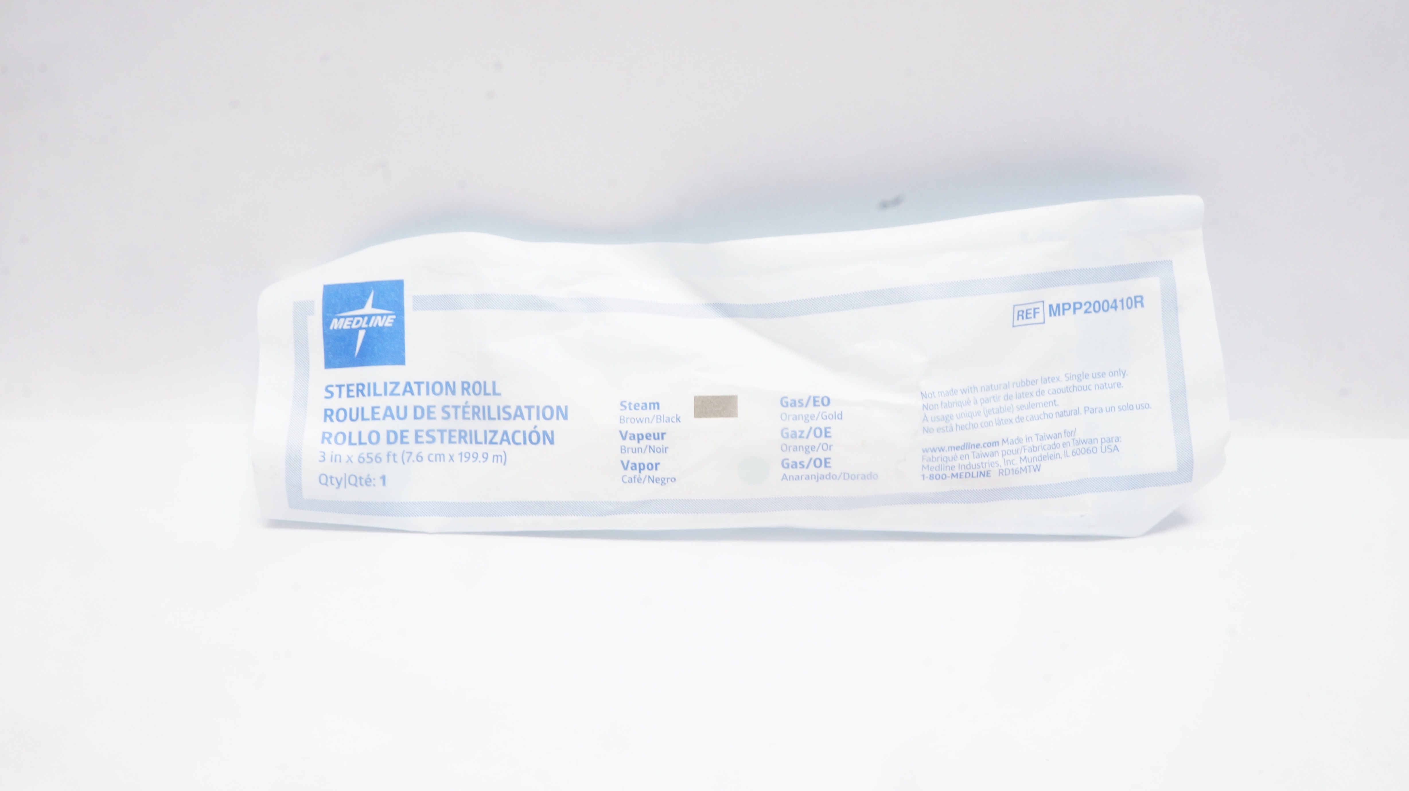 Medline MPP200410R Sterilization Roll 3inch x 656ft. Steam Brown/Black