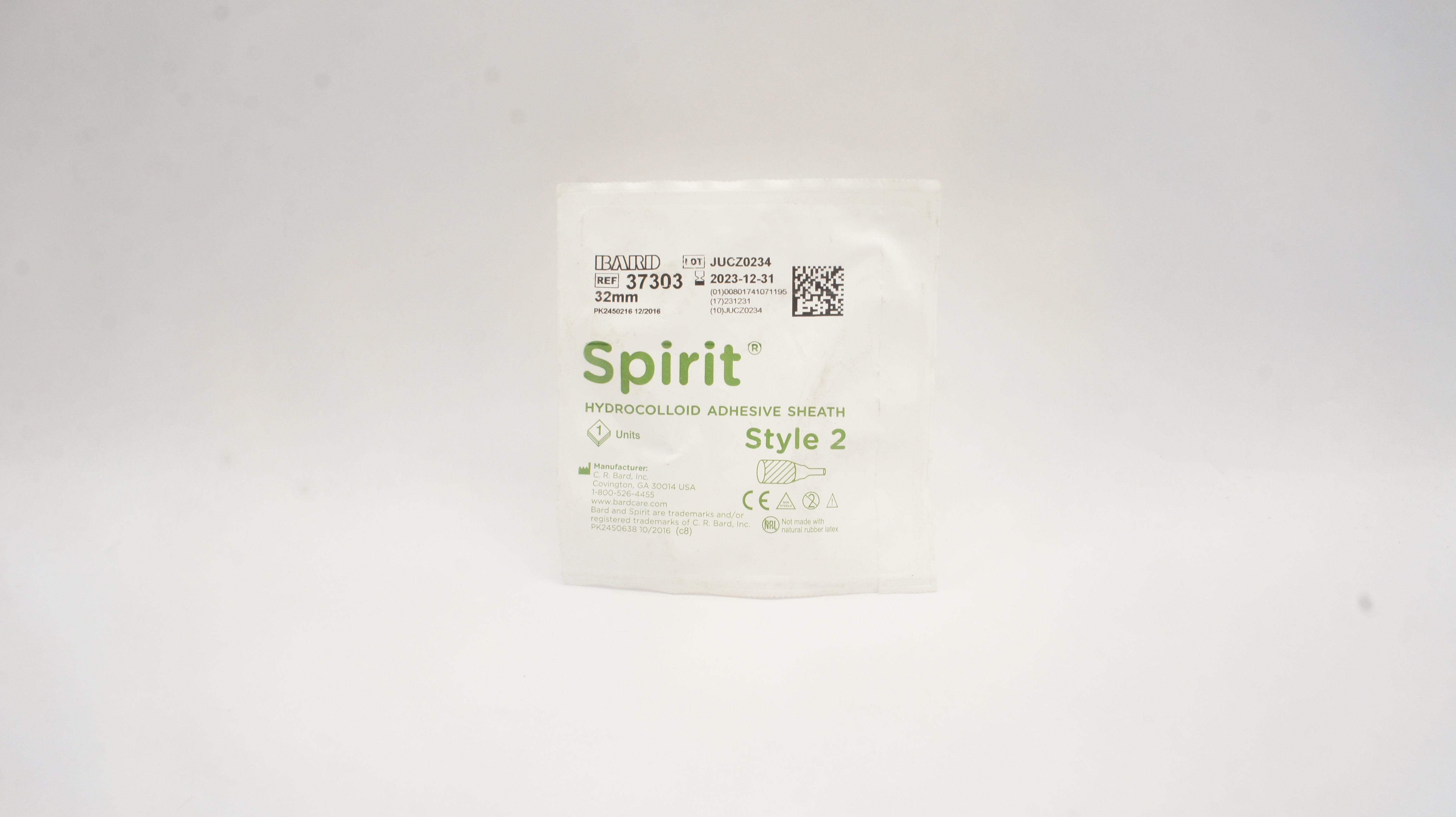 Bard 37303 Spirit Hydrocolloid Adhesive Sheath Style 2 32mm