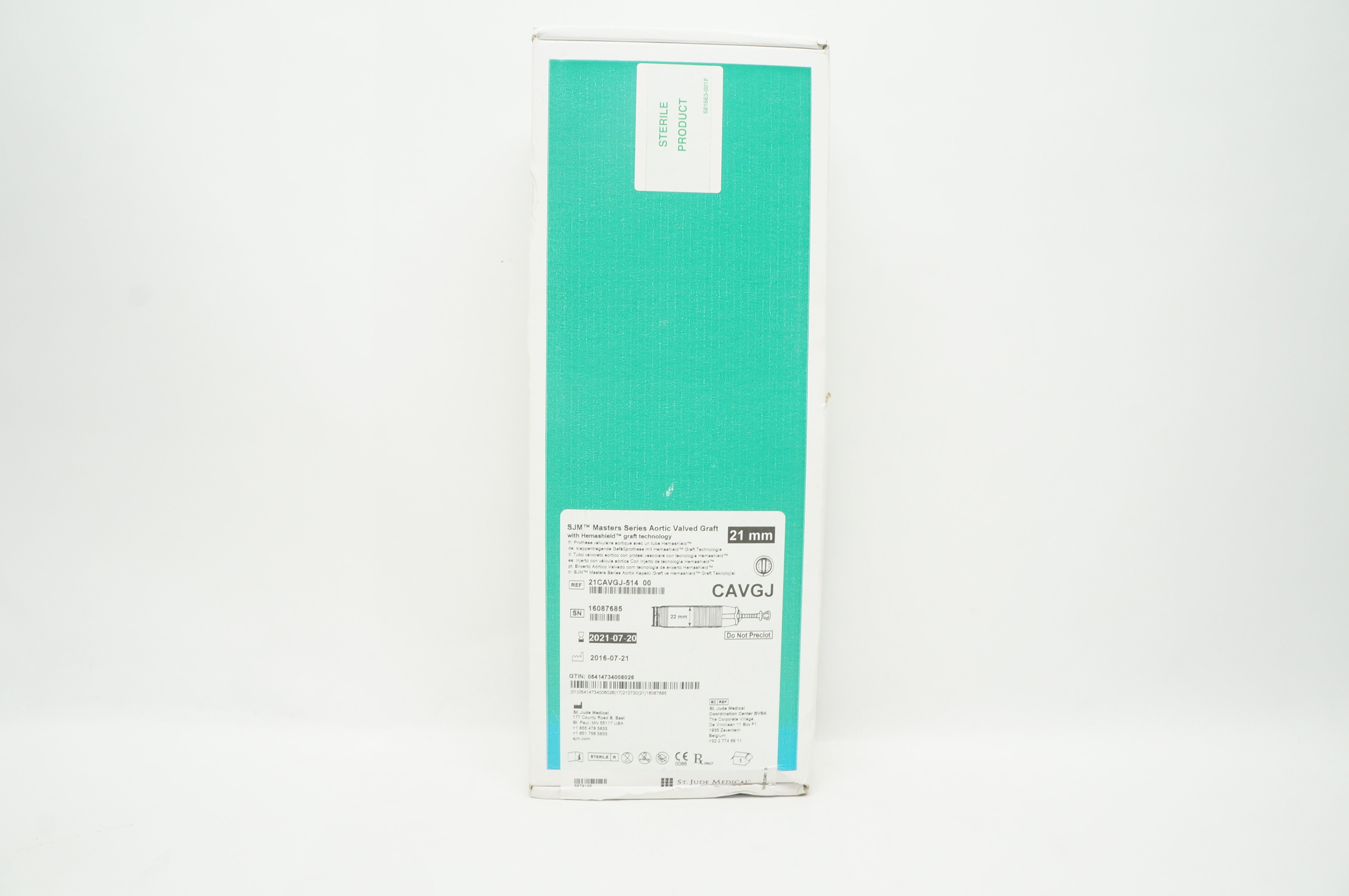 St Jude Medical 21CAVGJ-514 00 Masters Series Aortic Valved Graft 12mm (x)