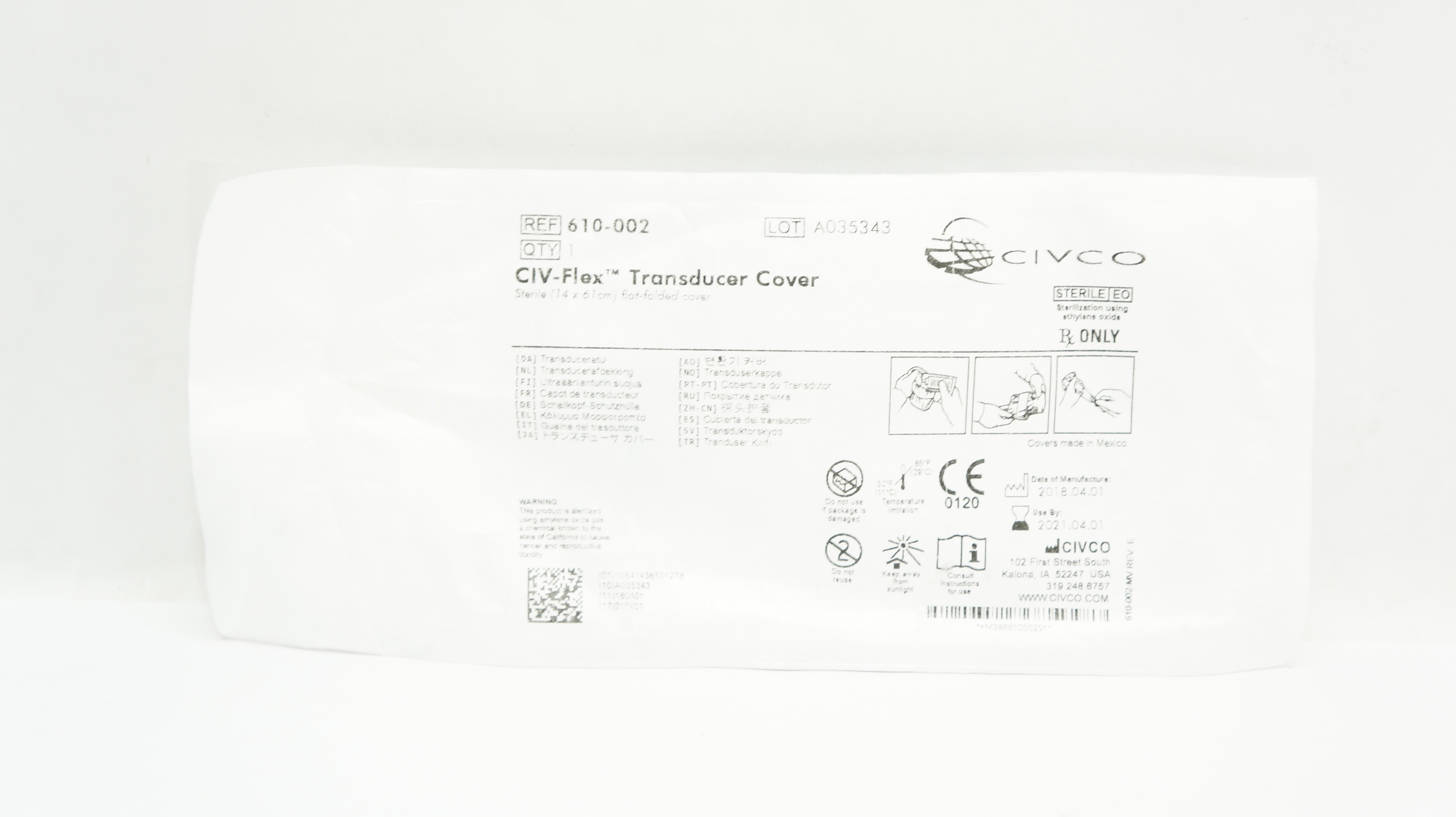 CIVCO 610-002 CIV-Flex Transducer Cover Sterile 14x61cm (x)