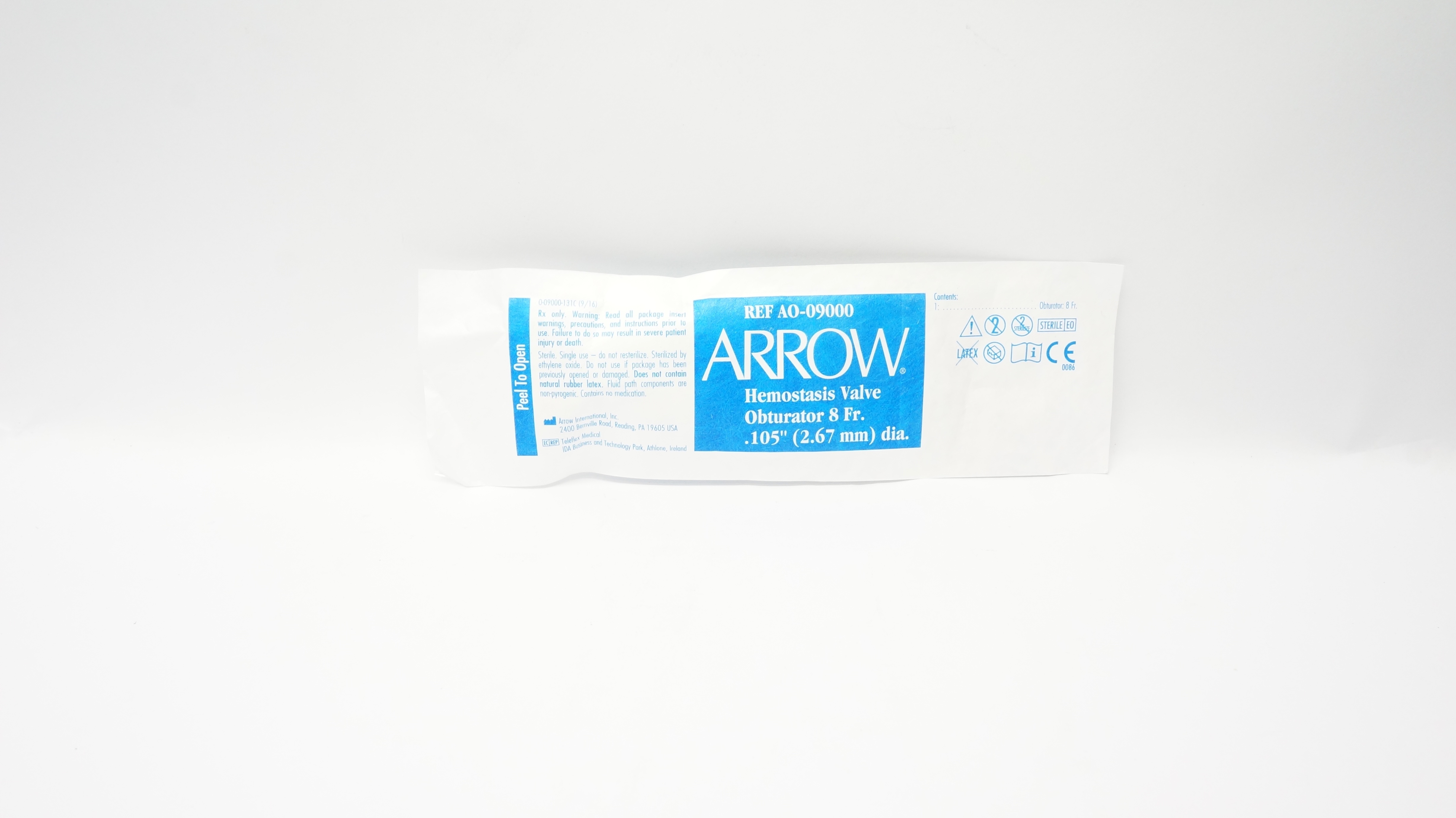 Arrow AO-09000 Hemostasis Valve Obturator 8Fr. x 0.105inch