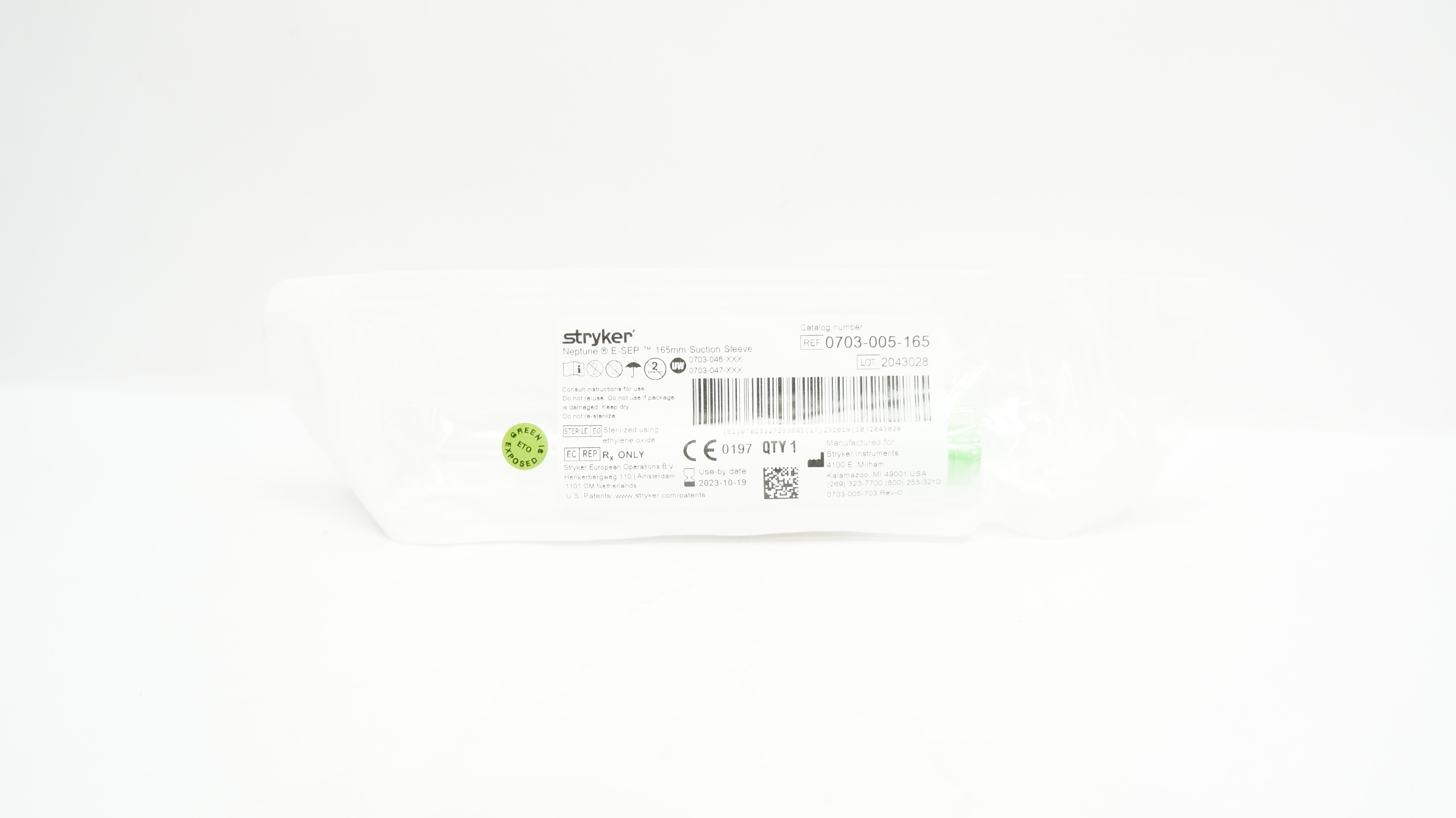 Stryker 0703-005-165 Neptune E-SEP Suction Sleeve 165mm (x)