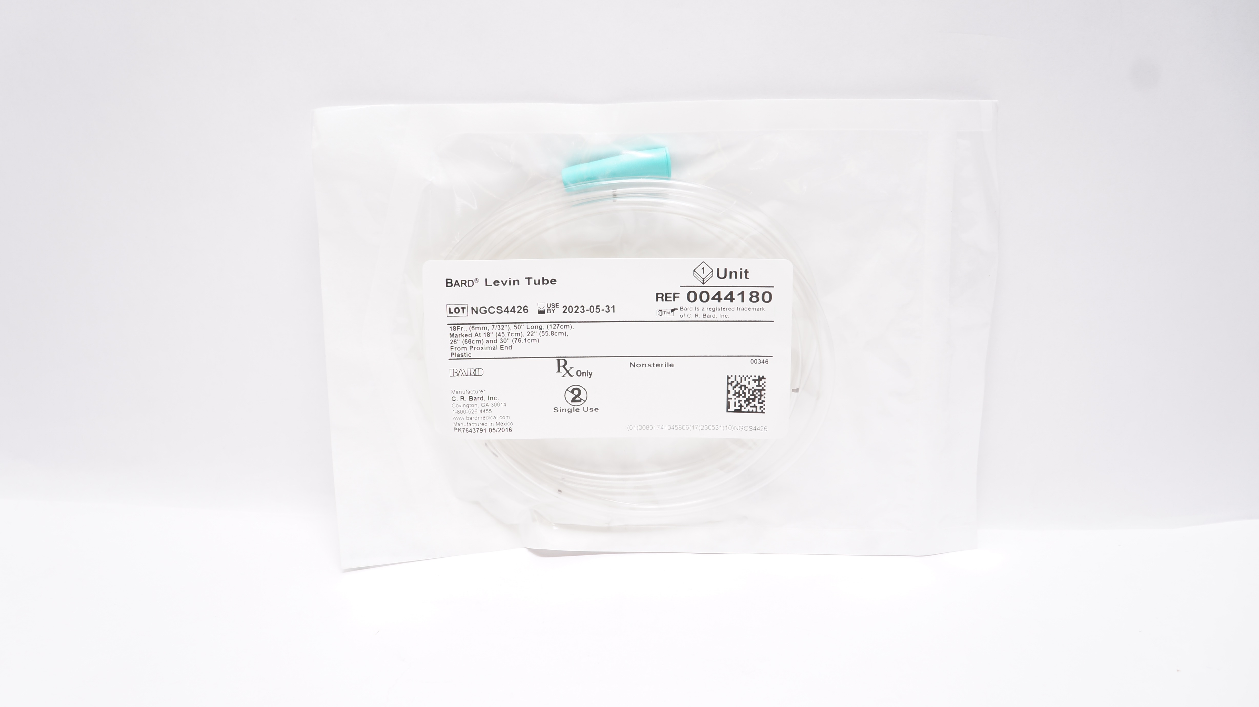 Bard 0044180 Levin Tube 18Fr x 50inch (x)