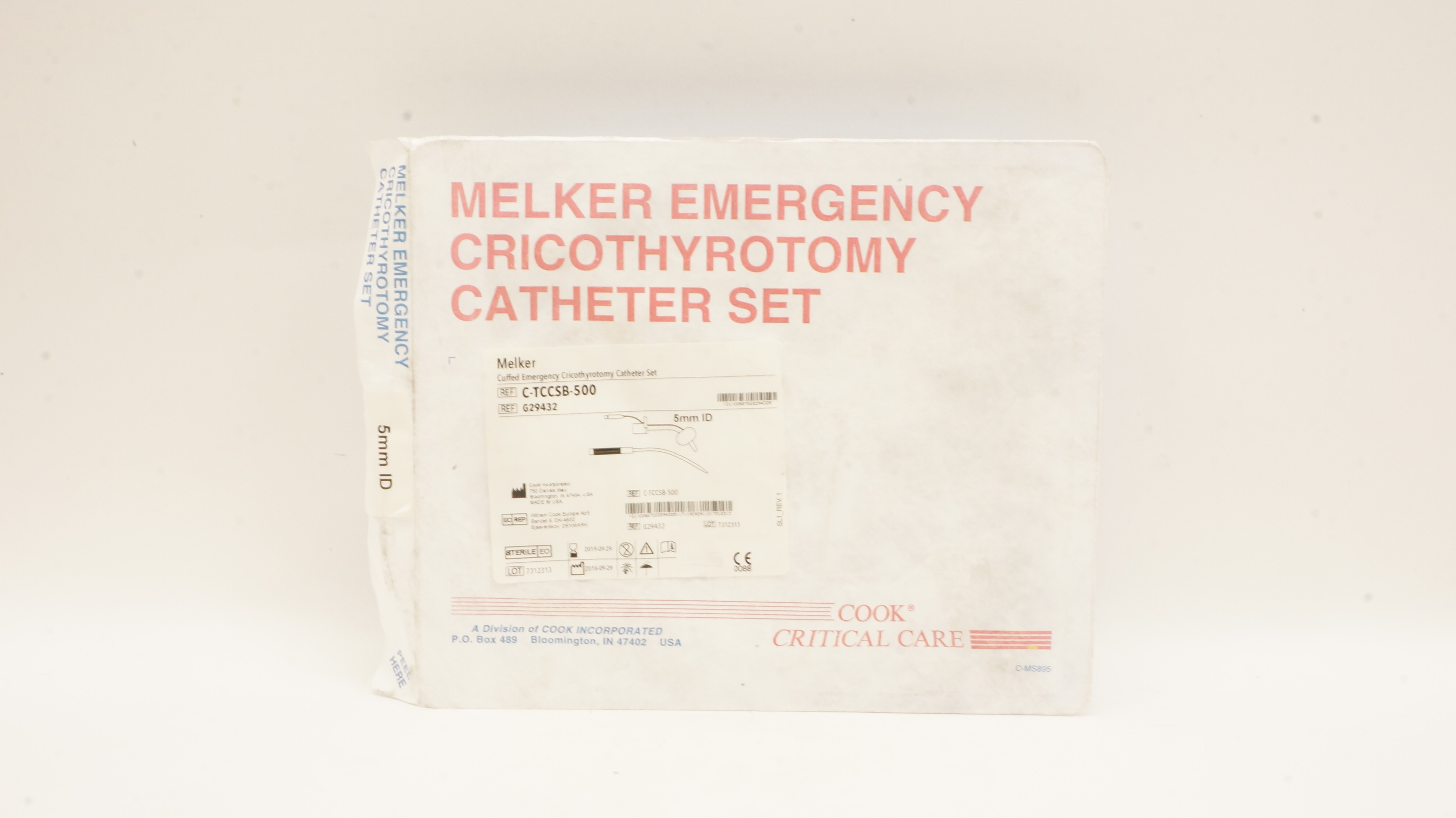 Cook Medical G29432 Melker Cuffed Emergency Cricothyrotomy Cath.Set 5mm ID (x)