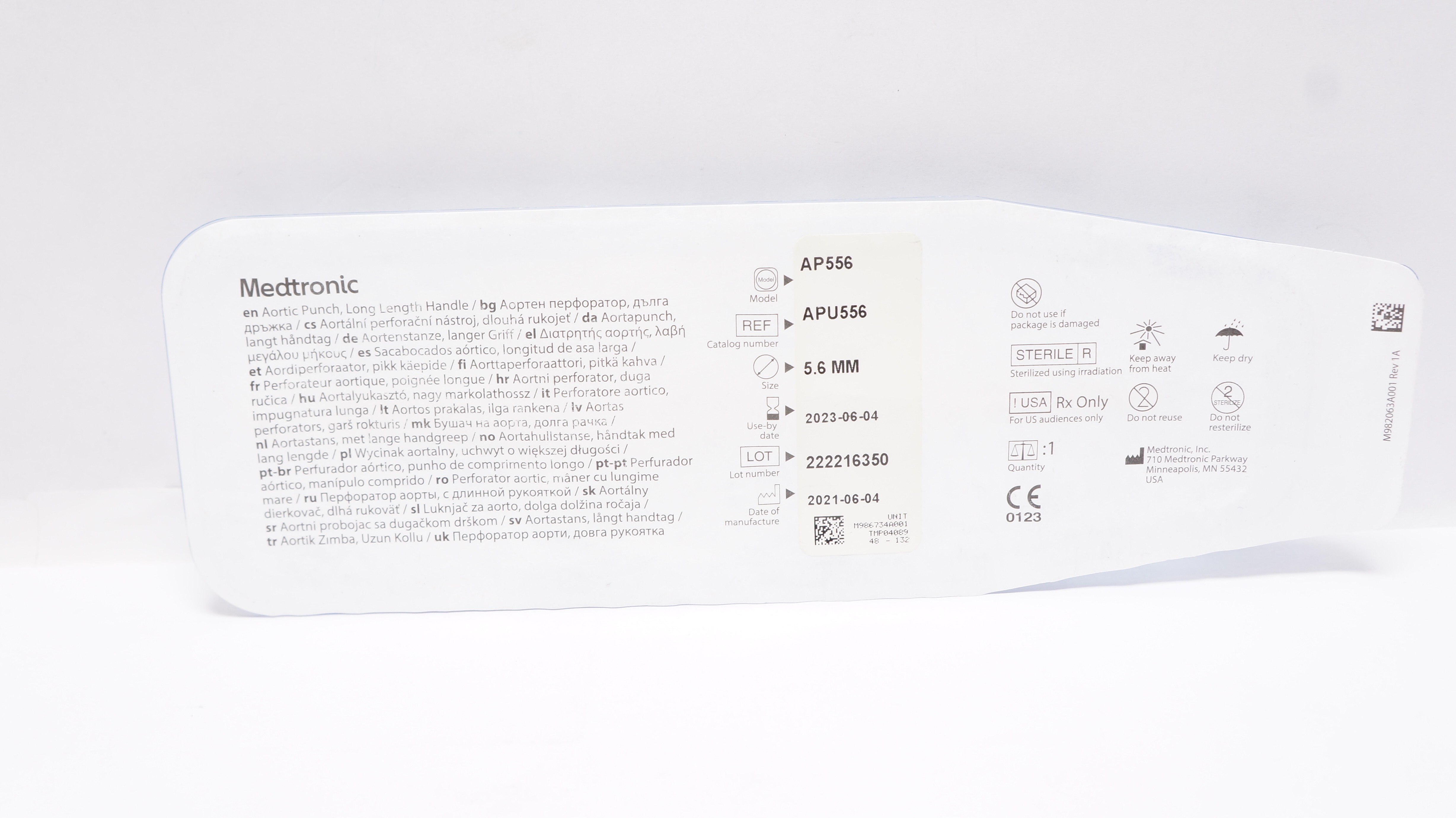 Medtronic APU556 Aortic Punch, Long Length Handle ID 5.6mm (x)