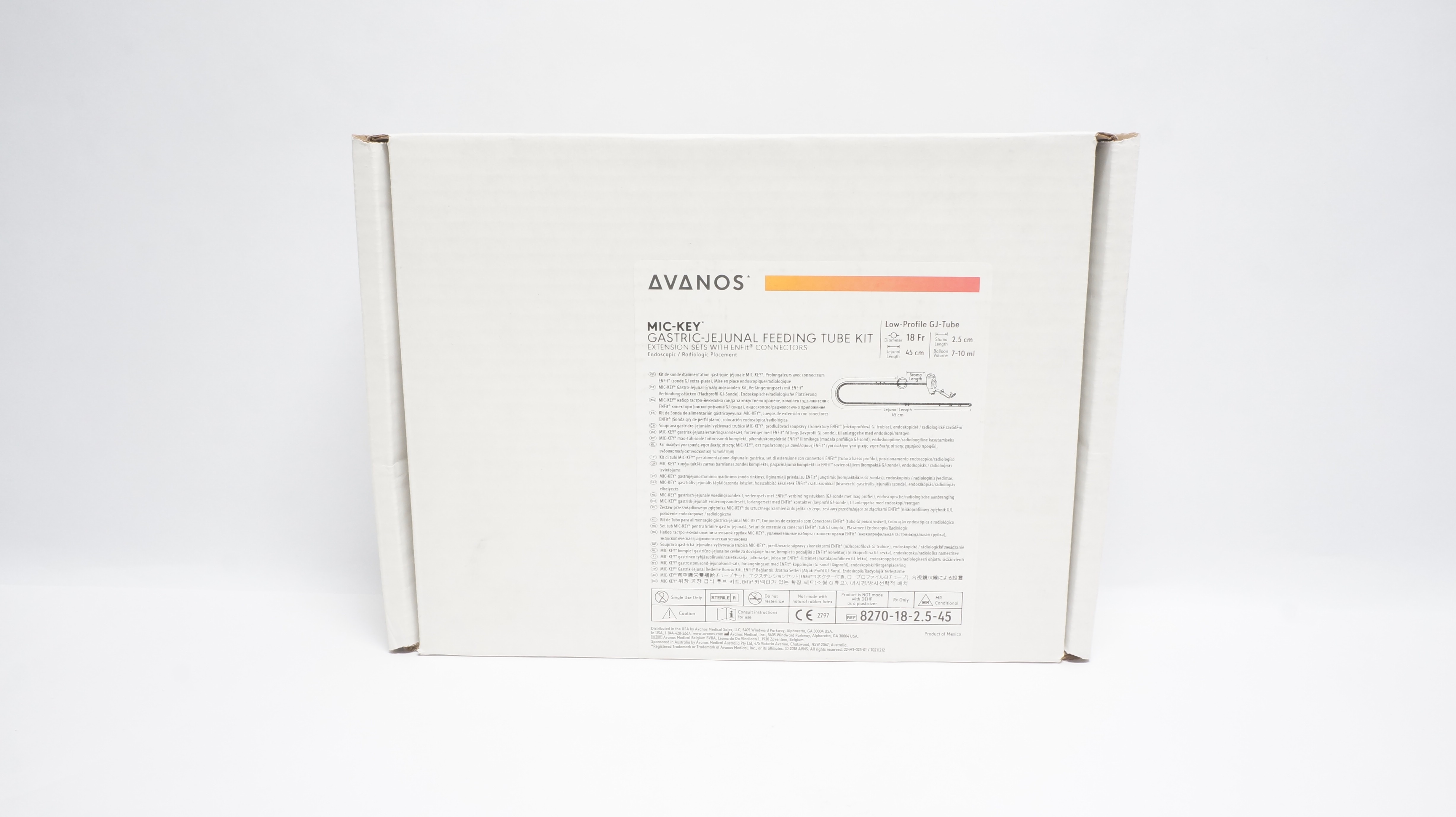 Avanos 8270-18-2.5-45 Mic-Key Gastric-Jejunal Feeding Tube Kit 18Fr. x 45cm, (x)