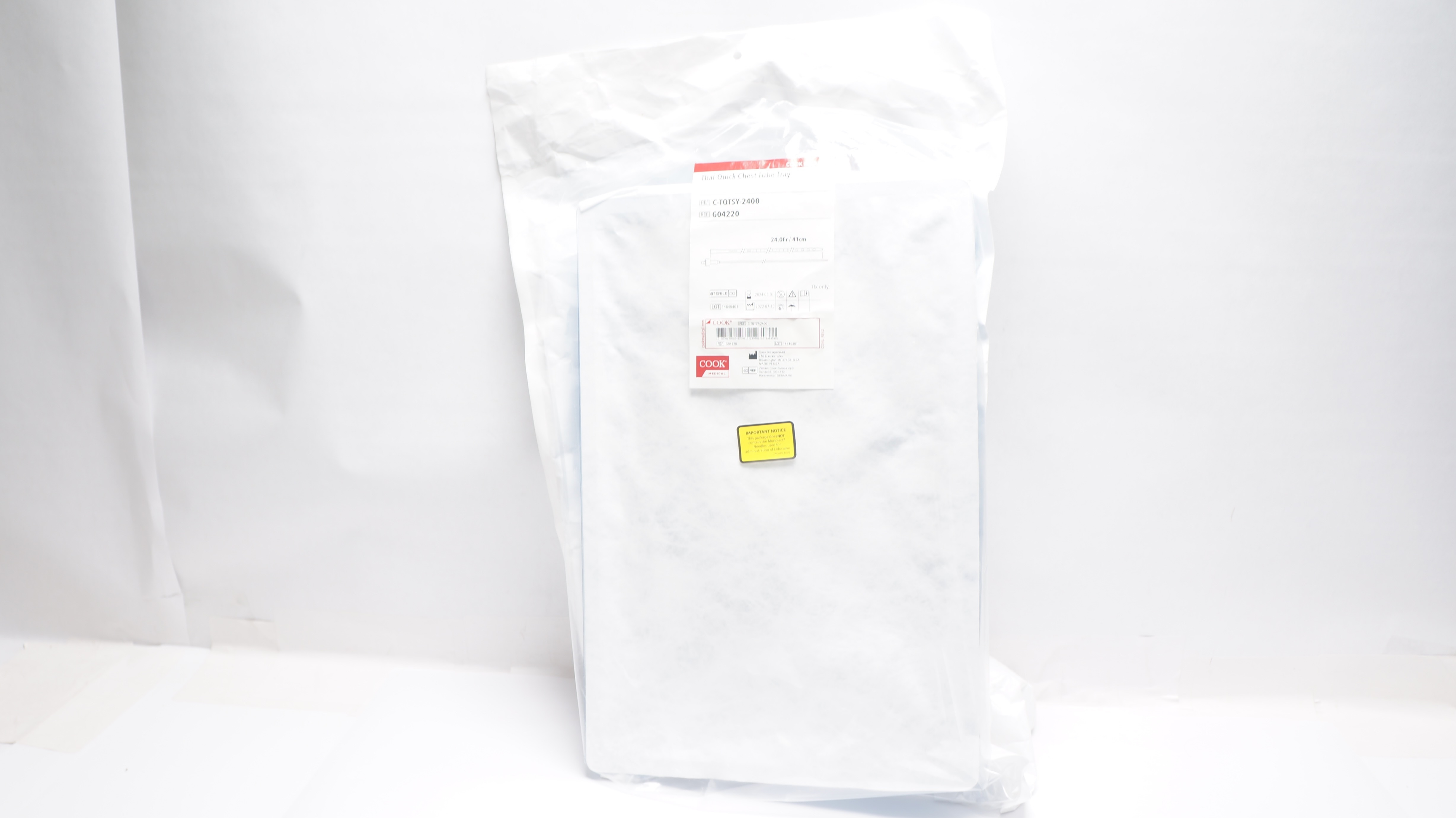 Cook Medical G04220 Thal-Quick Chest Tube Tray 24Fr/41cm