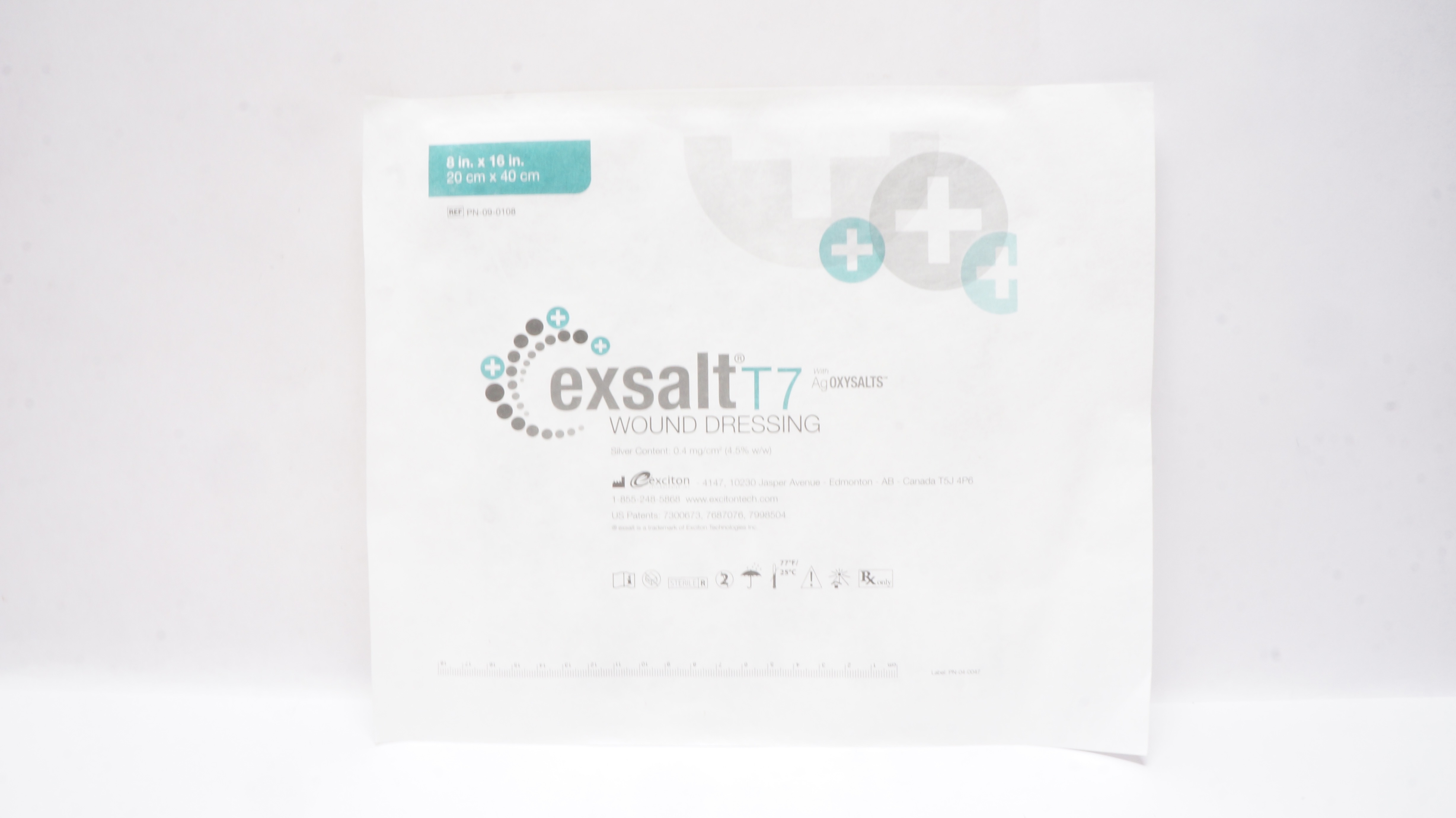 Exsalt T7, PN-09-0108 Exciton Wound Silver Dressing 8 x 16inch (x)