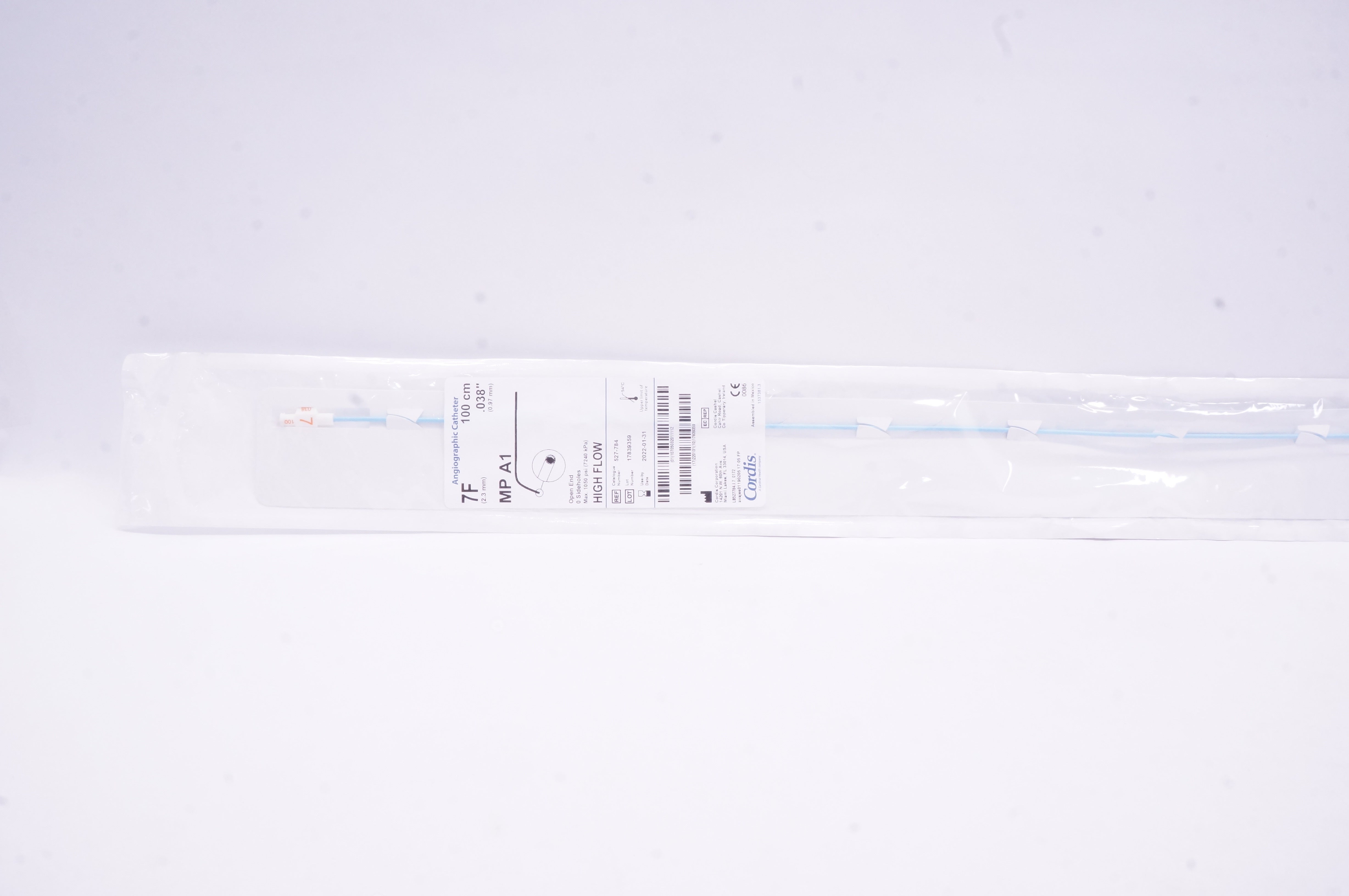 Cordis 527-784 MP A1 High Flow Open Ends 0 Sideholes 7F x 100cm x 0.038inch